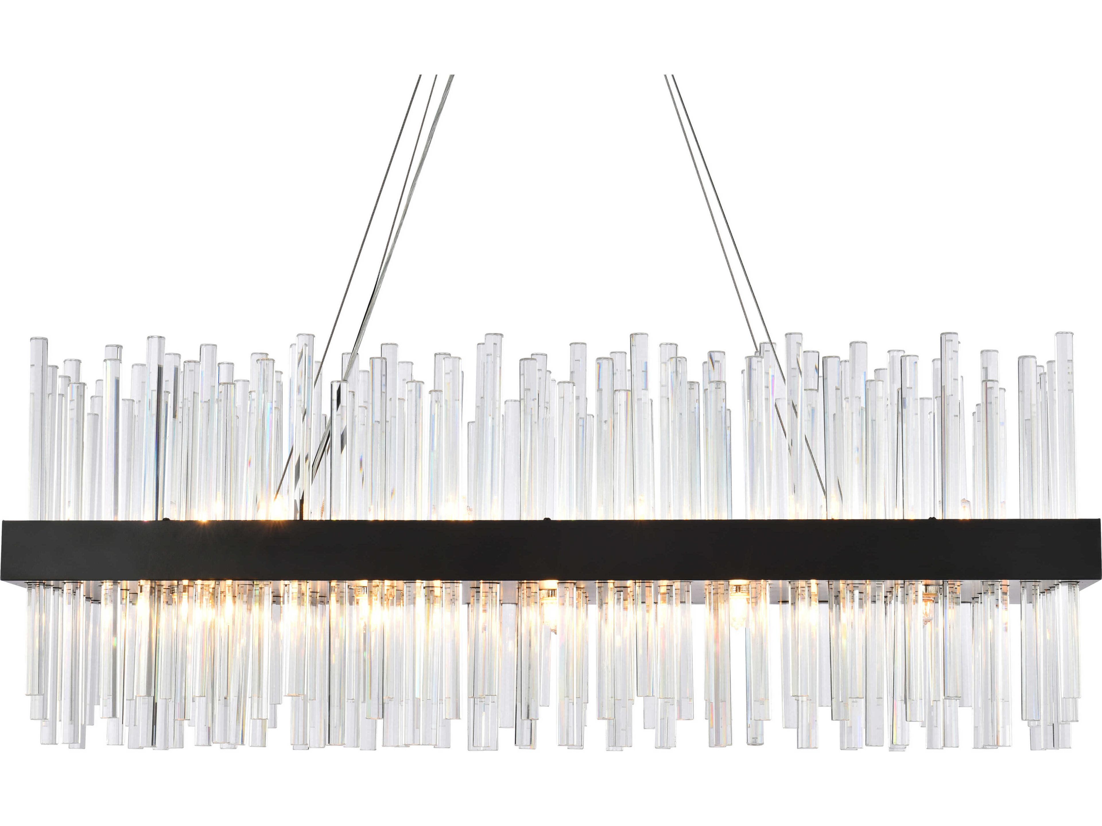 Elegant Lighting Dallas 20-Light Black Crystal Linear Island Pendant