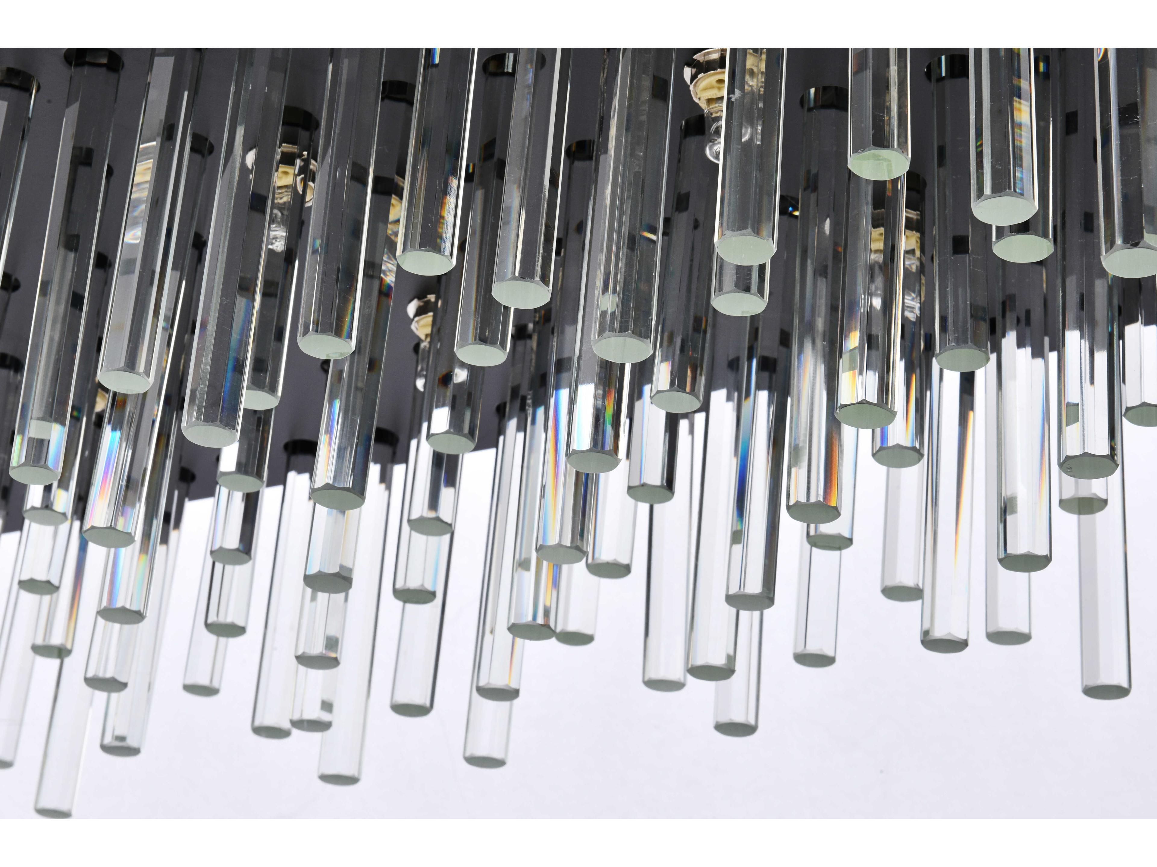Elegant Lighting Dallas 20-Light Black Crystal Linear Island Pendant