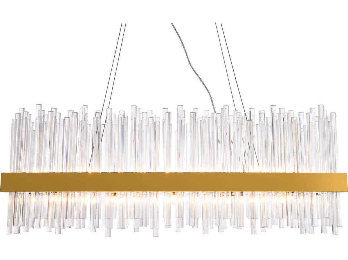 Elegant Lighting Dallas 20-Light Gold Clear Crystal Linear Island Pendant