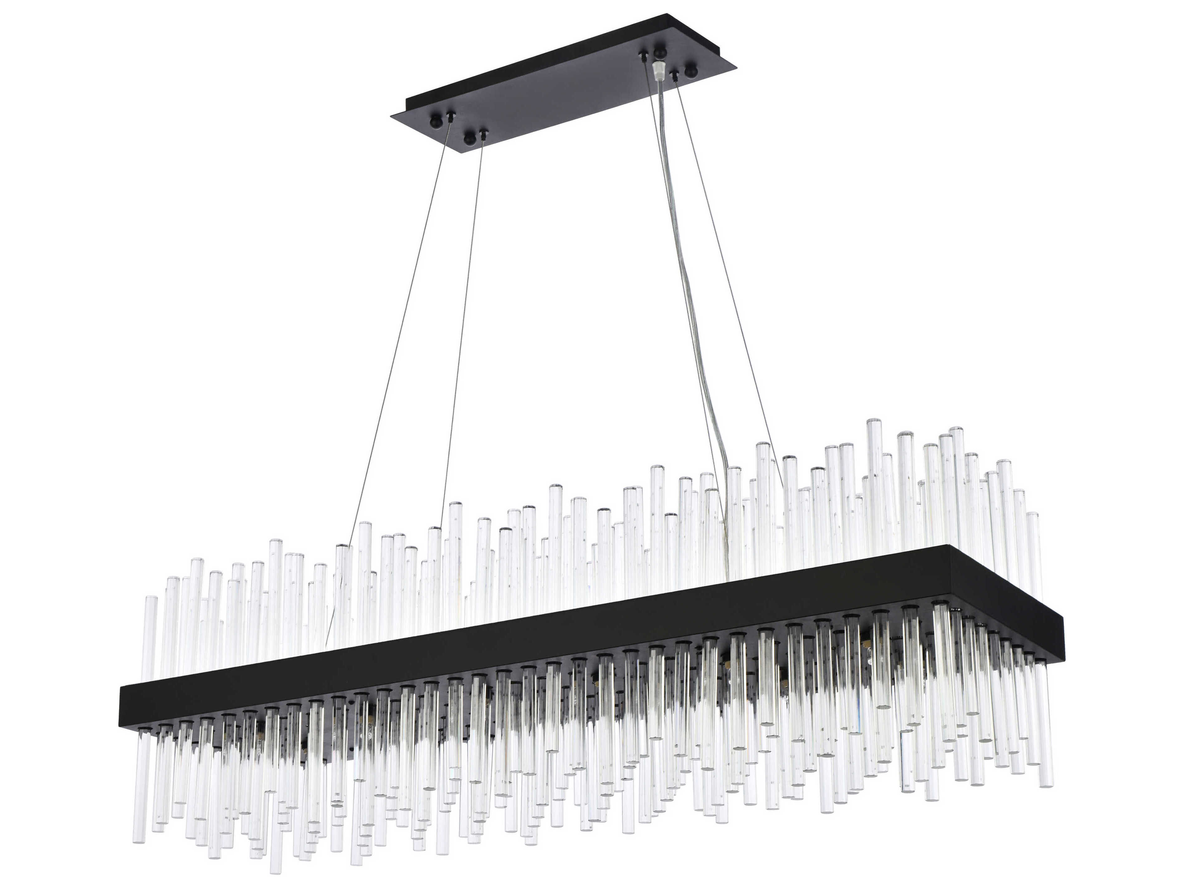 Elegant Lighting Dallas 24-Light Black Crystal Linear Island Pendant