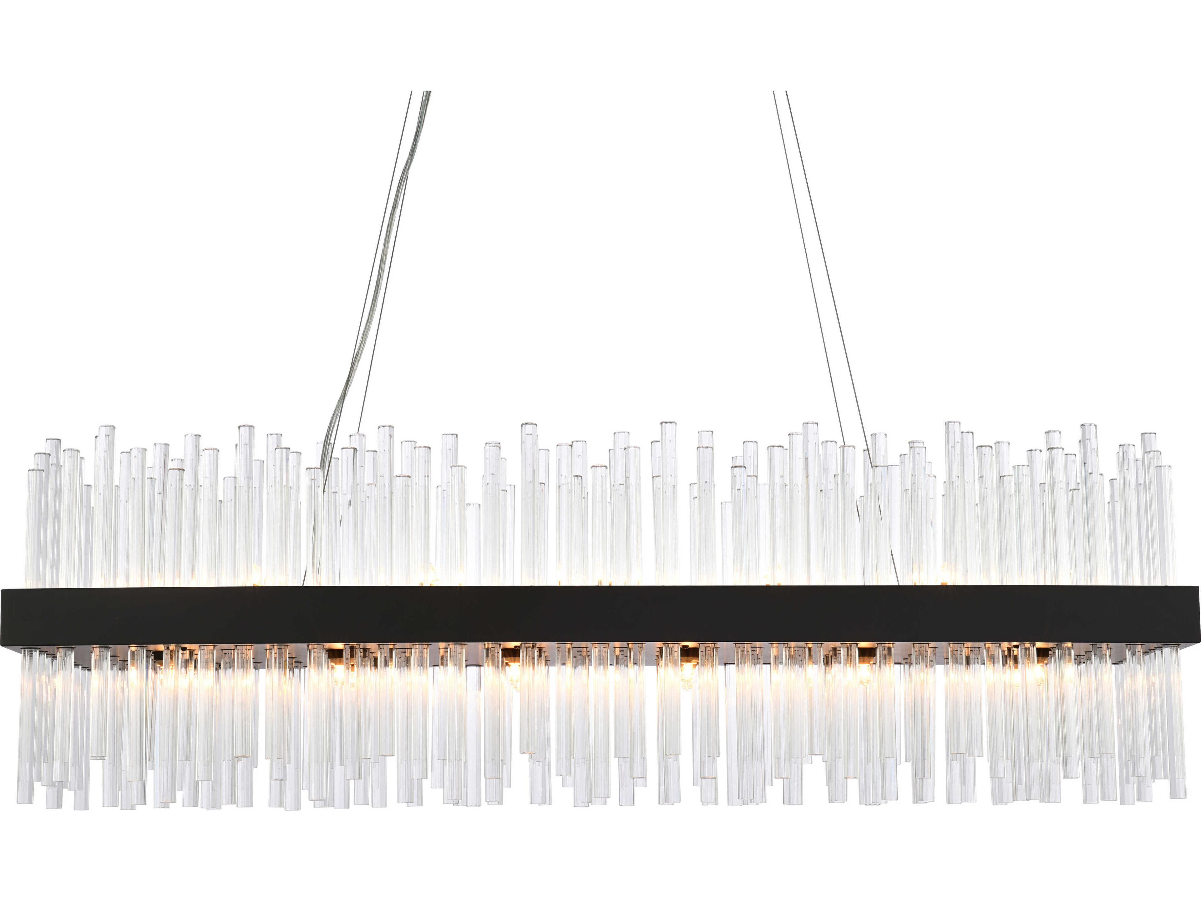Elegant Lighting Dallas 24-Light Black Crystal Linear Island Pendant