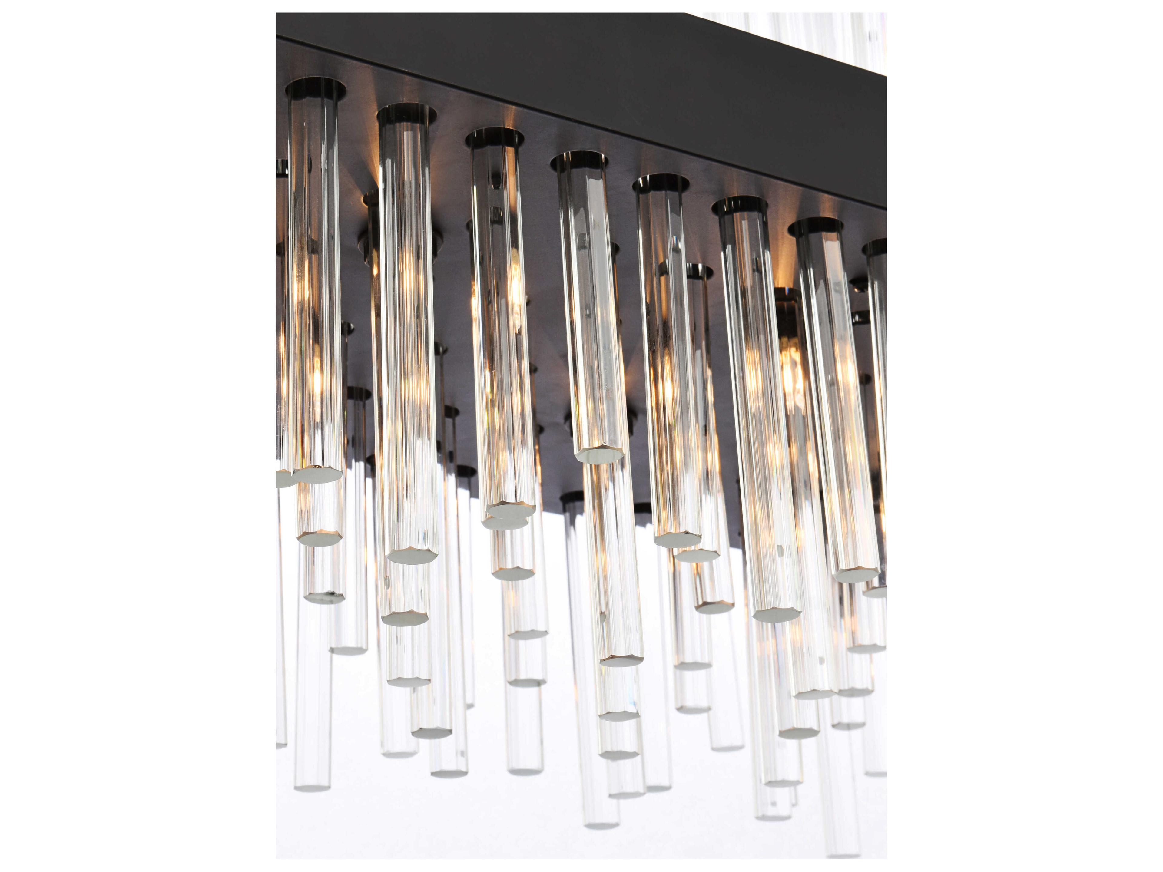 Elegant Lighting Dallas 24-Light Black Crystal Linear Island Pendant