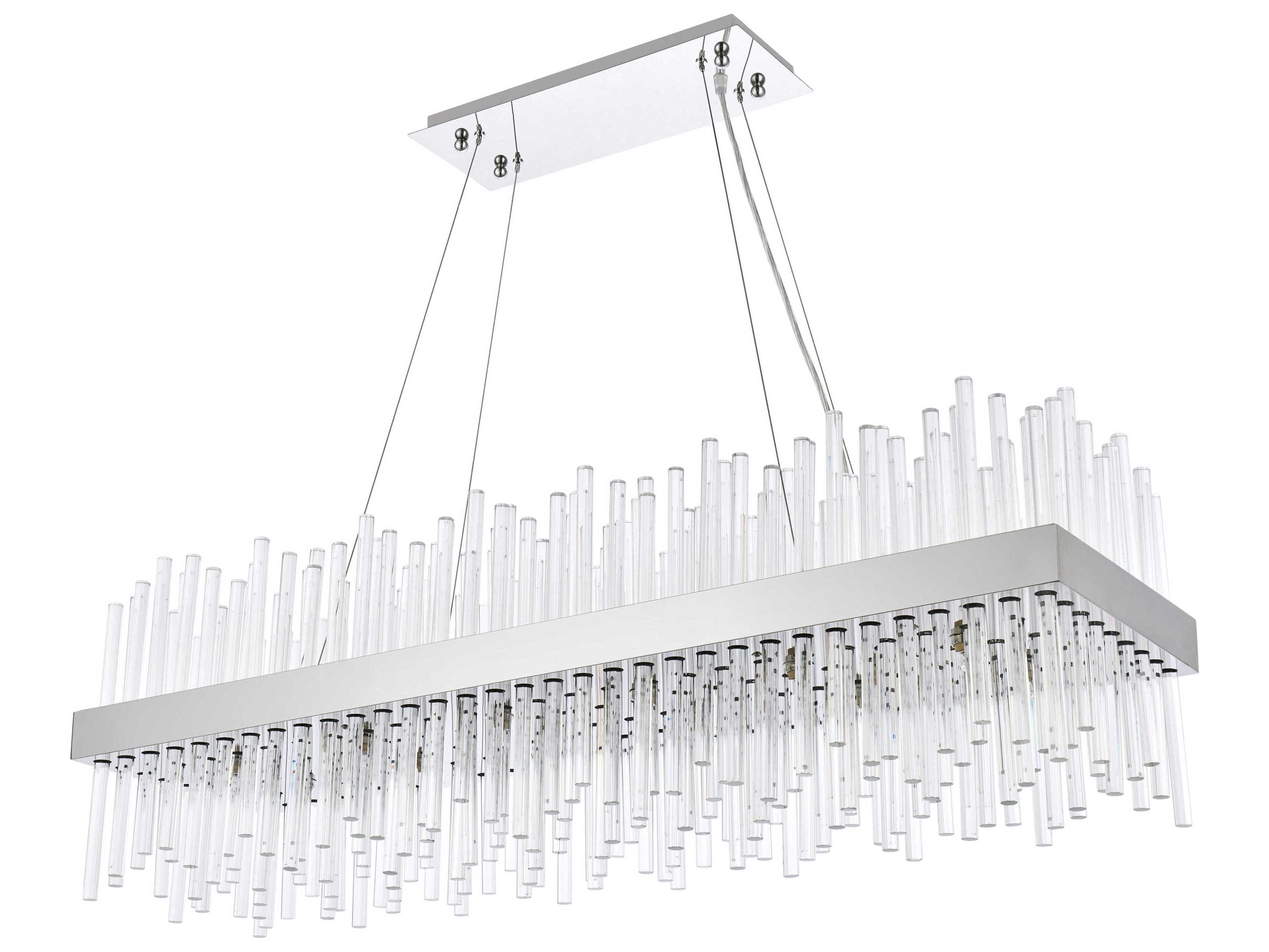Elegant Lighting Dallas 24-Light Chrome Crystal Linear Island Pendant