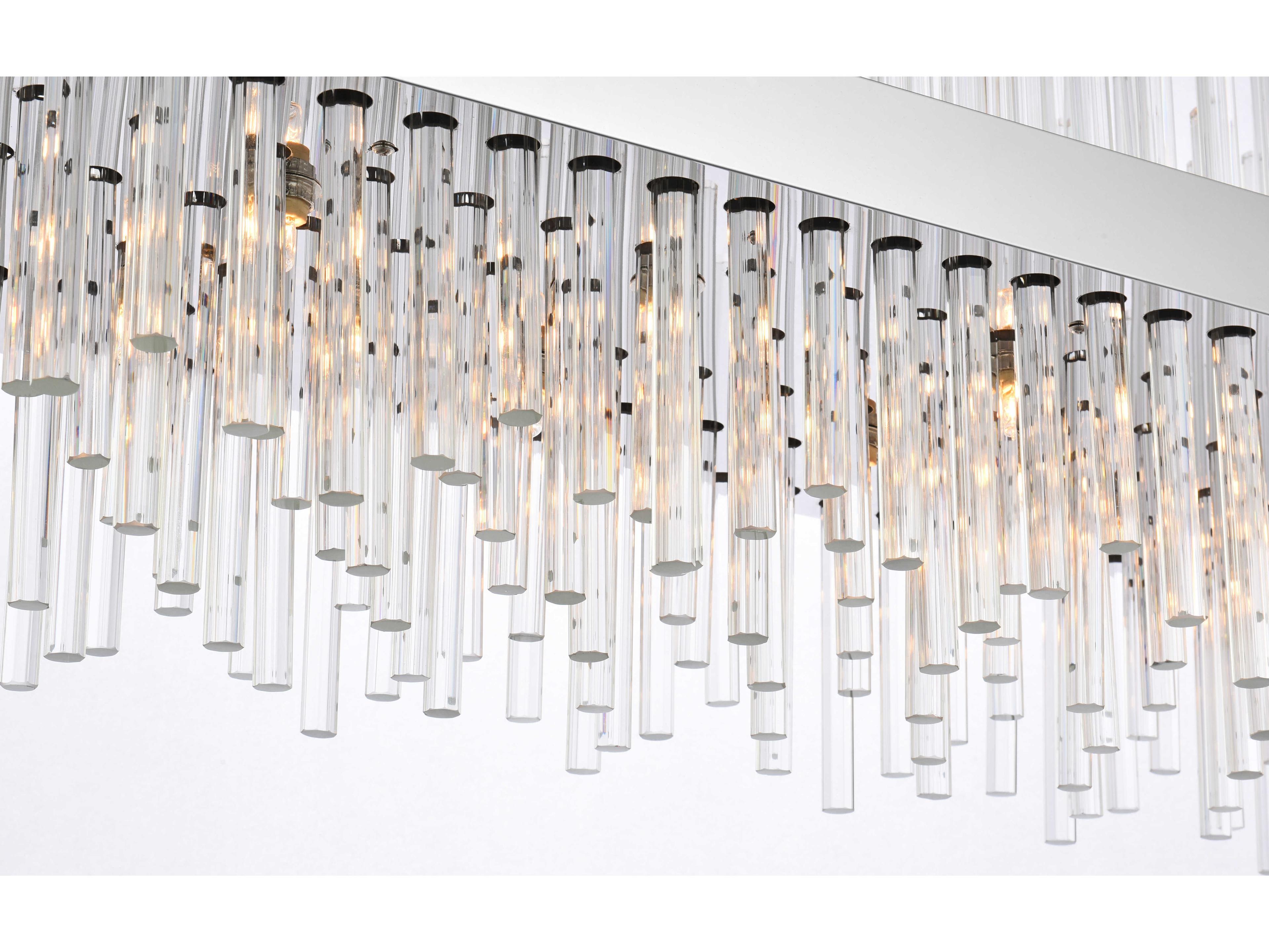 Elegant Lighting Dallas 24-Light Chrome Crystal Linear Island Pendant