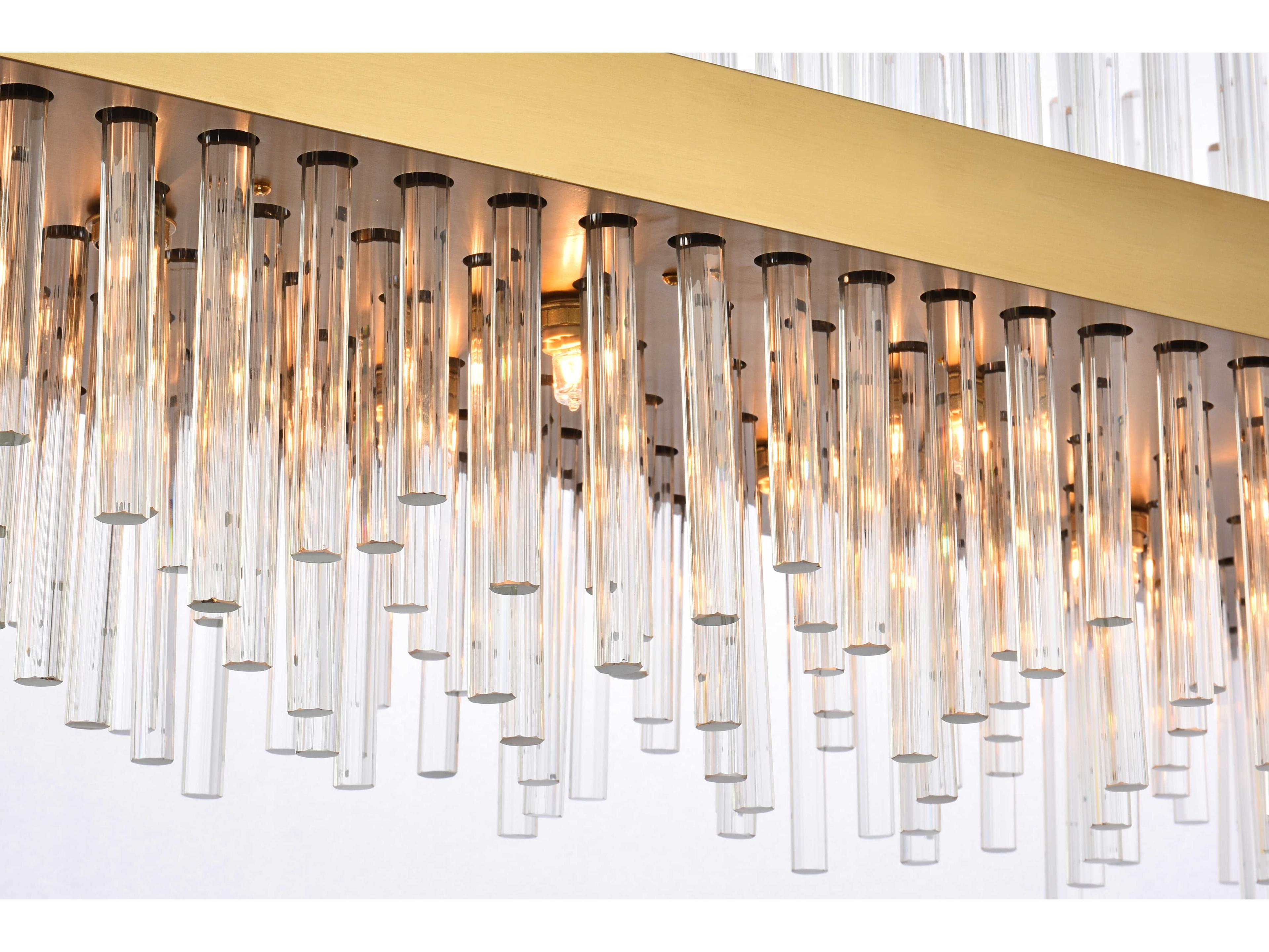 Elegant Lighting Dallas 24-Light Satin Gold Crystal Linear Island Pendant