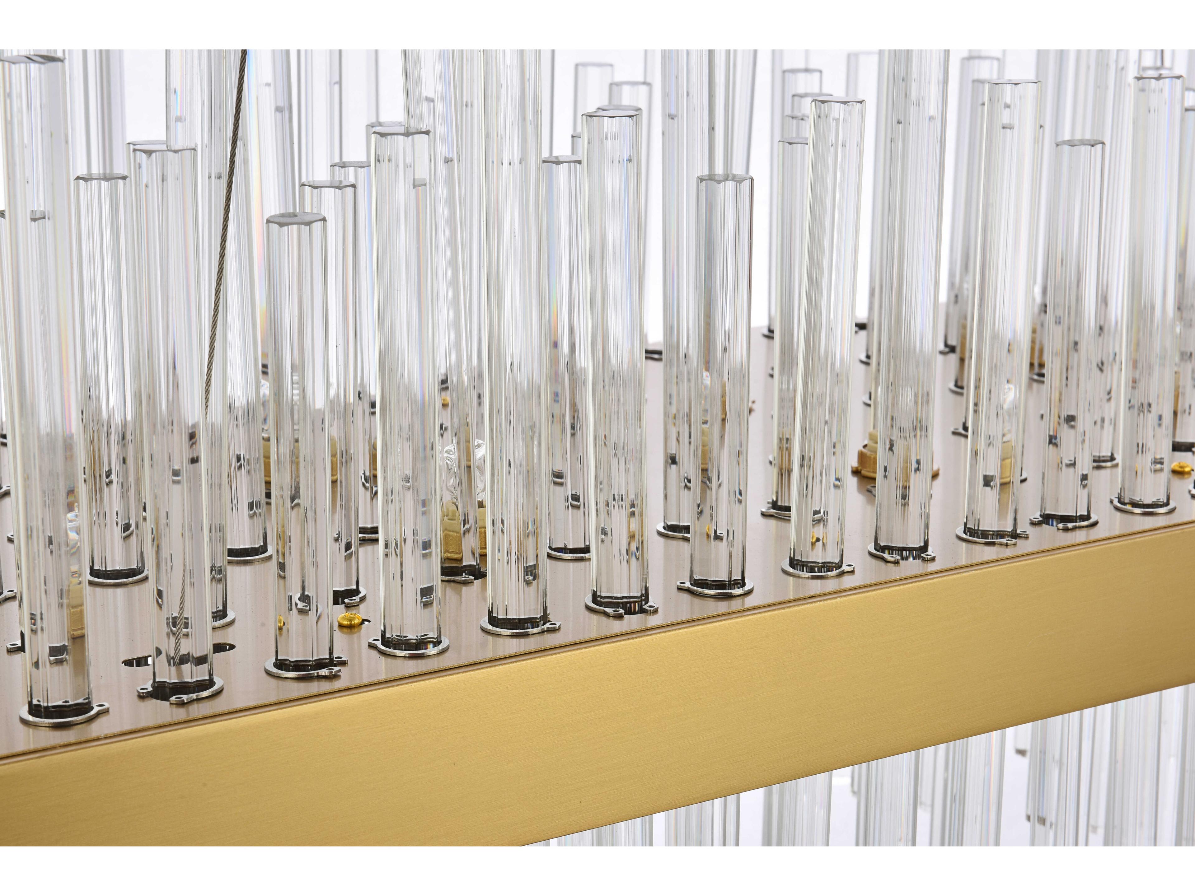 Elegant Lighting Dallas 24-Light Satin Gold Crystal Linear Island Pendant