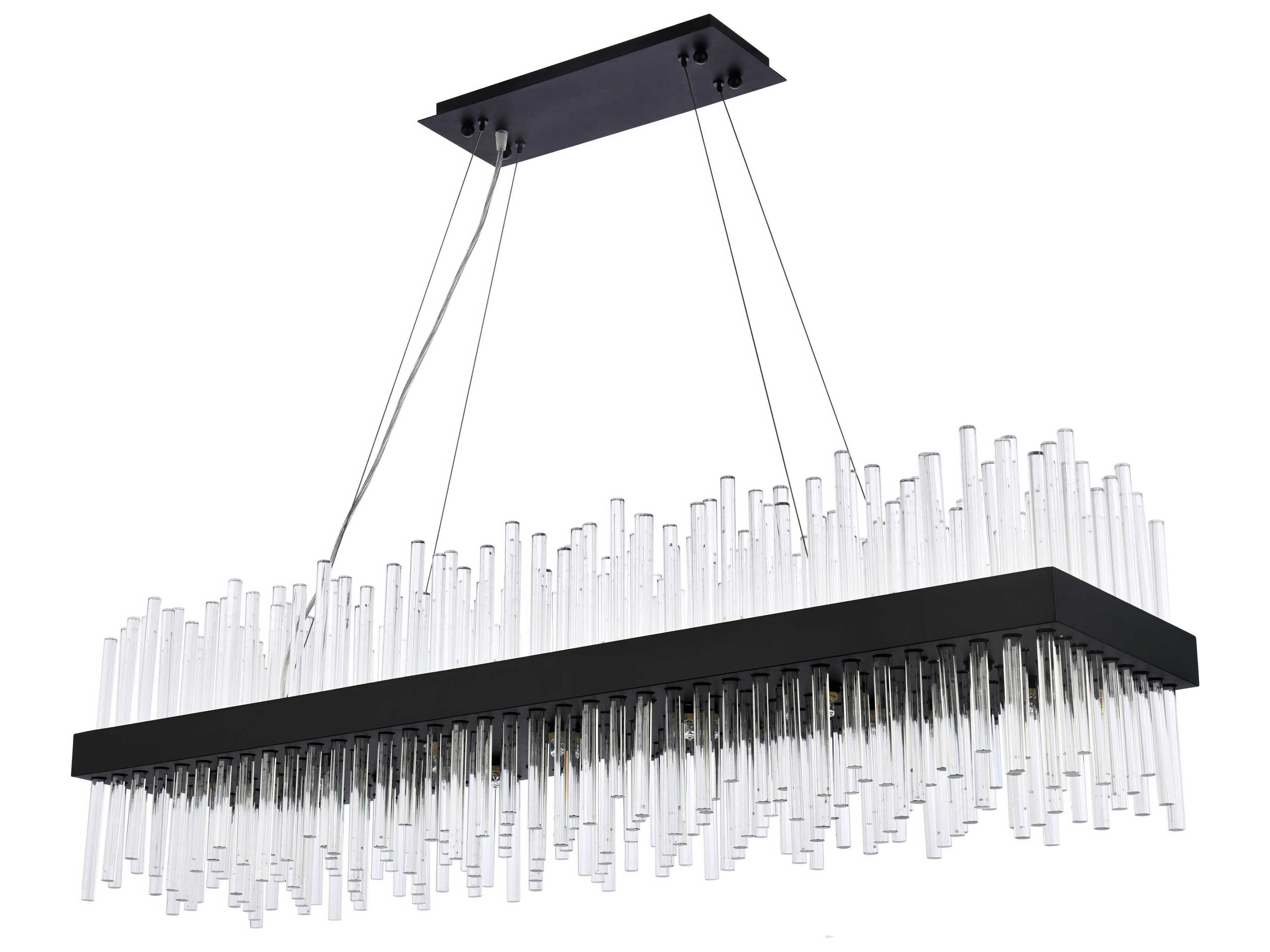 Elegant Lighting Dallas 28-Light Black Crystal Linear Island Pendant