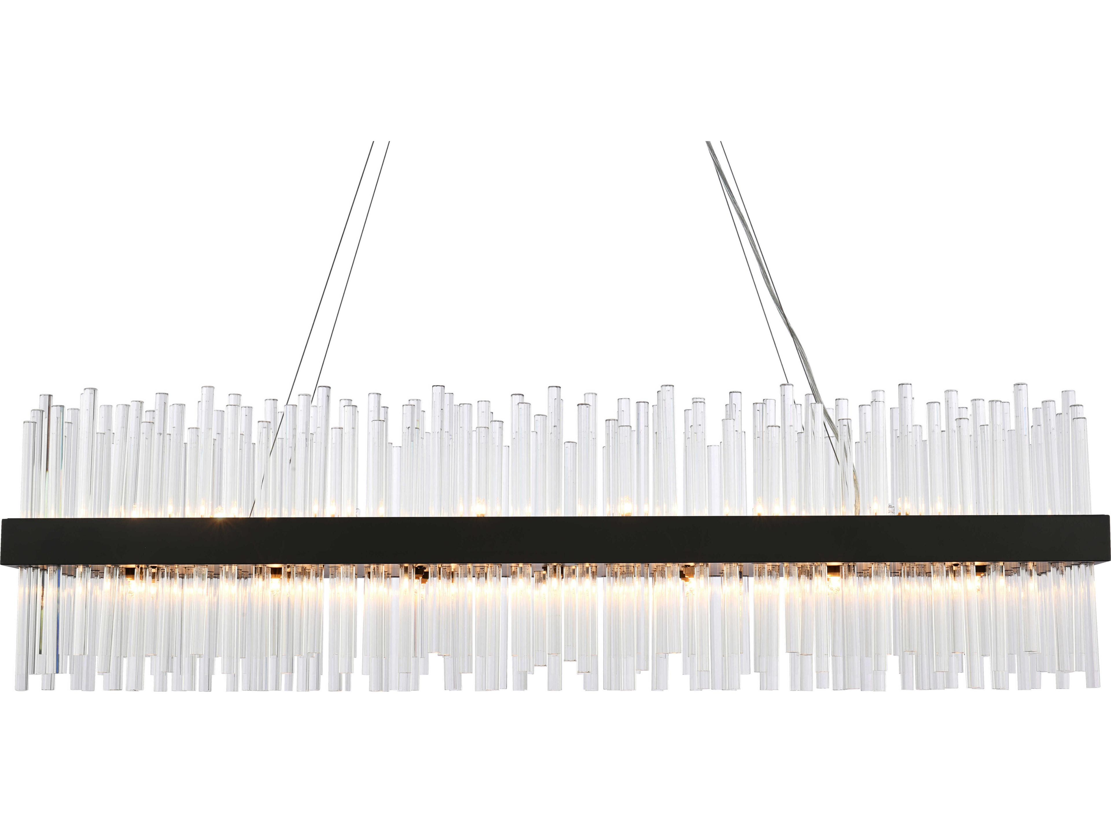 Elegant Lighting Dallas 28-Light Black Crystal Linear Island Pendant