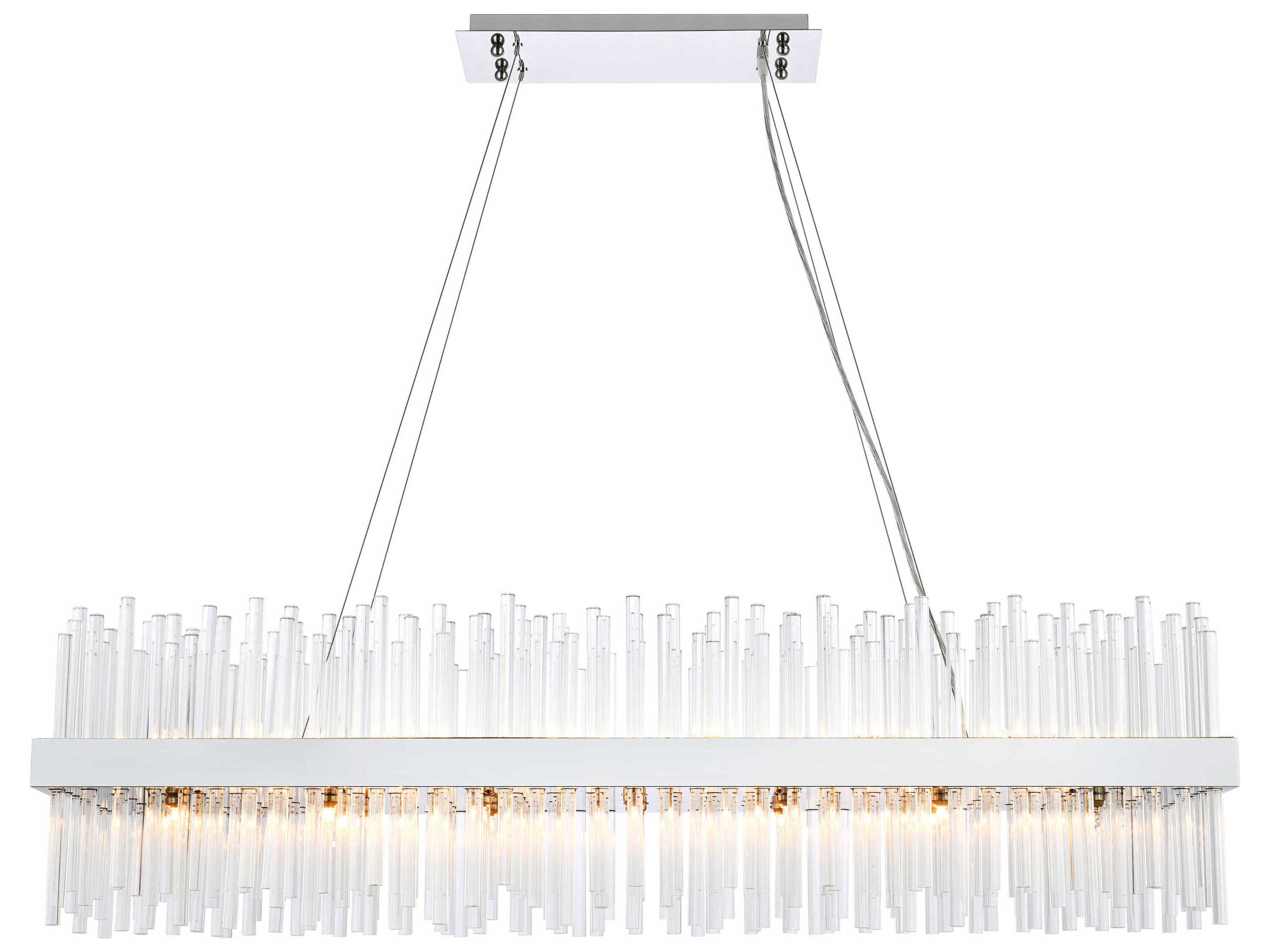 Elegant Lighting Dallas 28-Light Chrome Crystal Linear Island Pendant