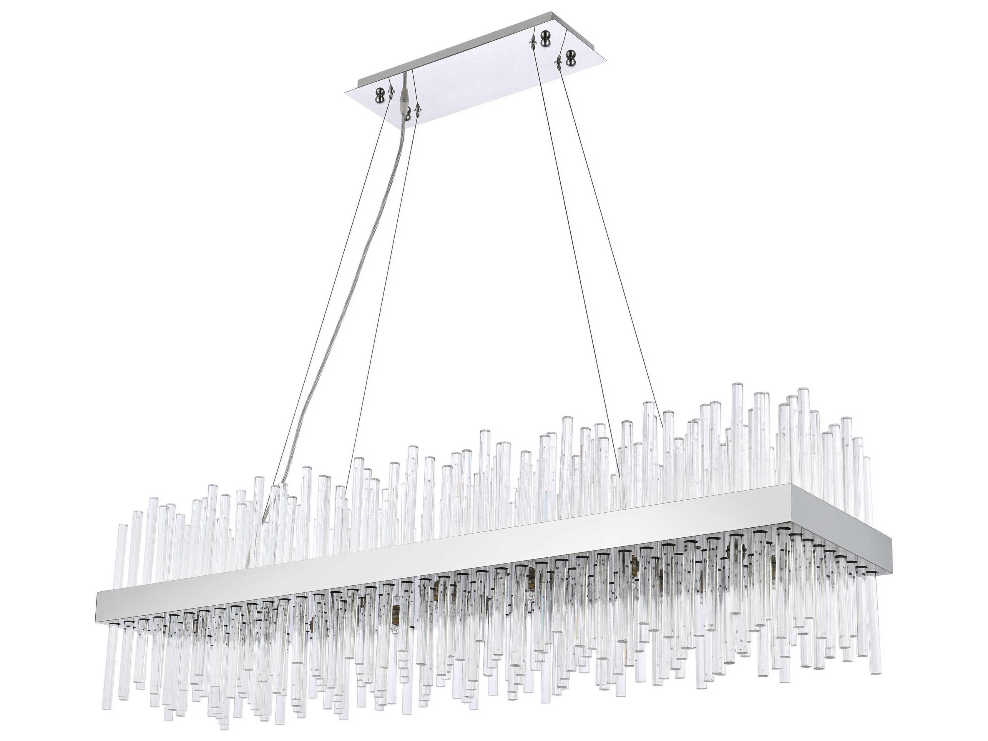 Elegant Lighting Dallas 28-Light Chrome Crystal Linear Island Pendant
