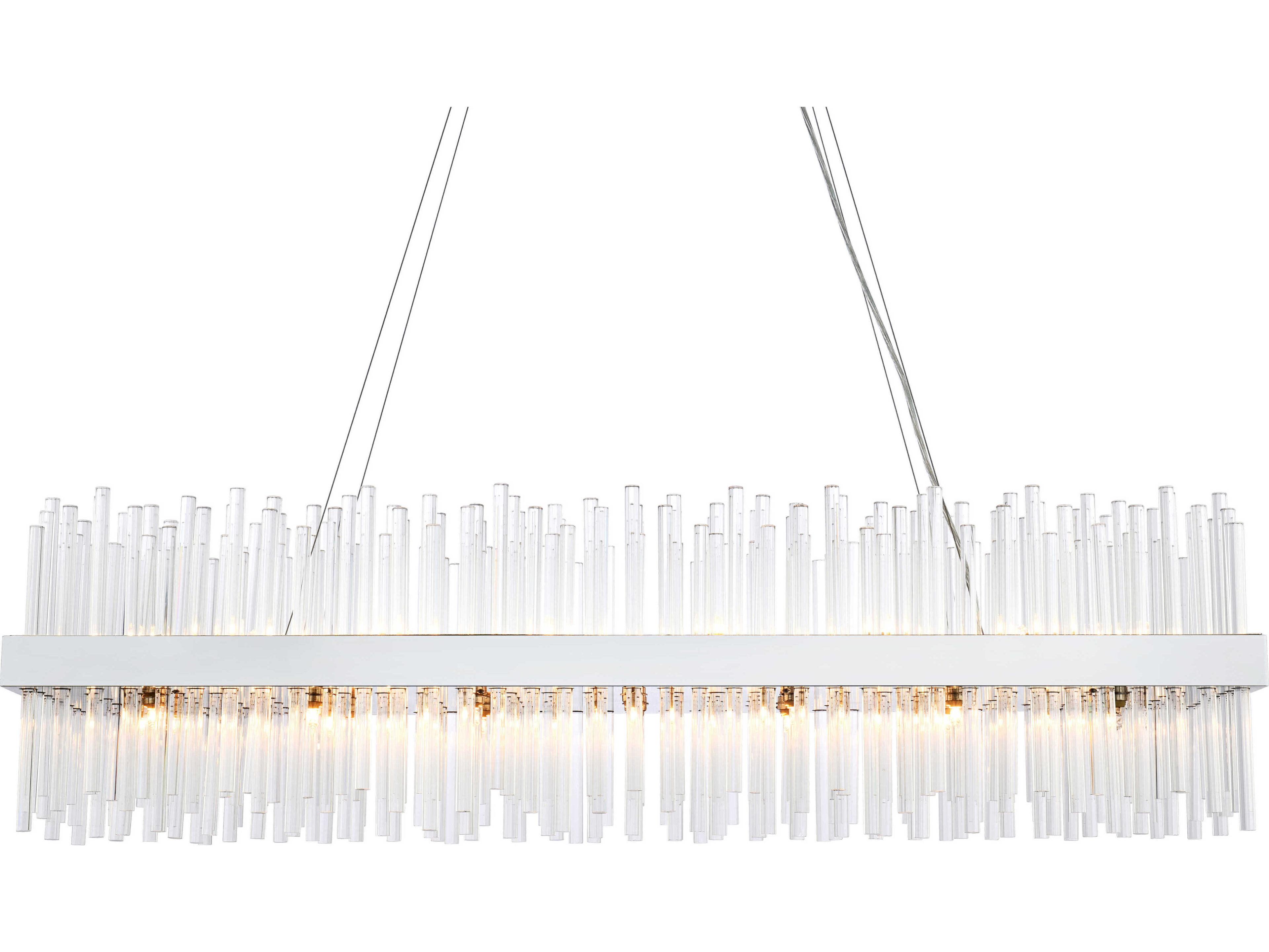 Elegant Lighting Dallas 28-Light Chrome Crystal Linear Island Pendant