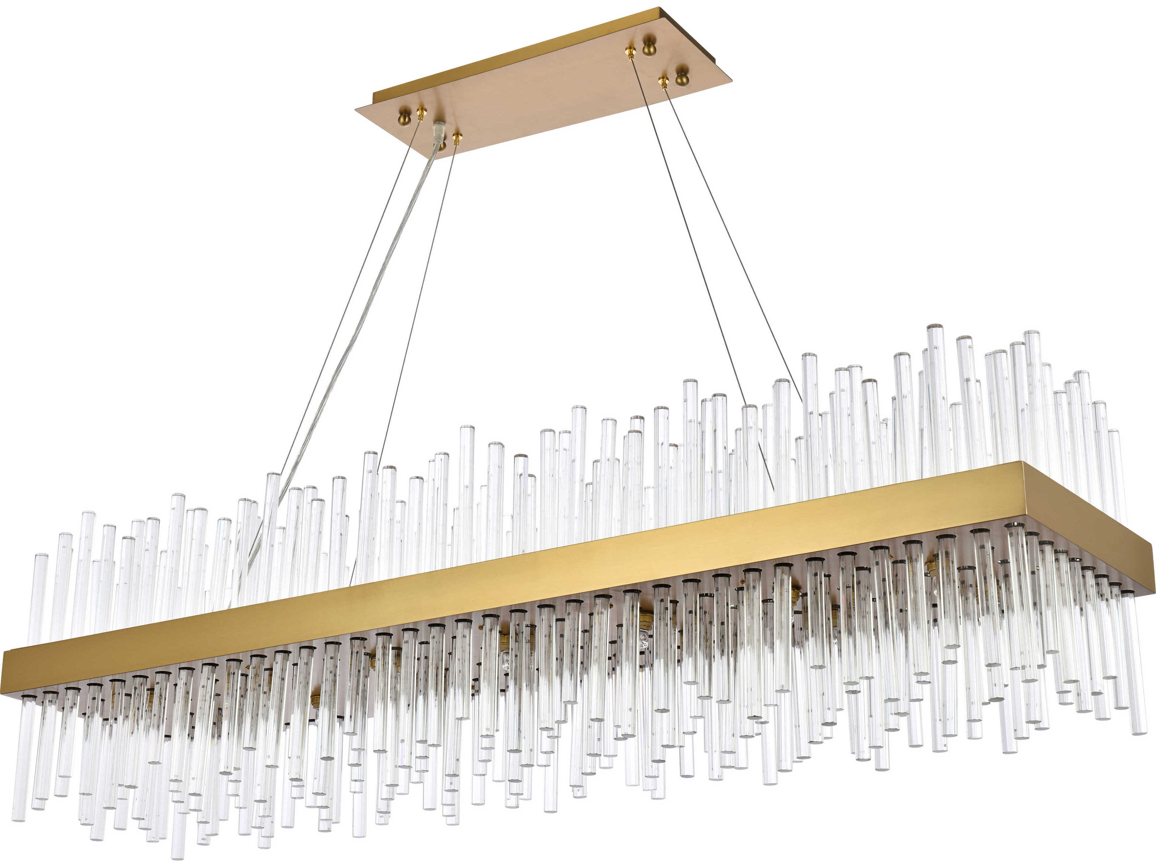 Elegant Lighting Dallas 28-Light Satin Gold Crystal Linear Island Pendant