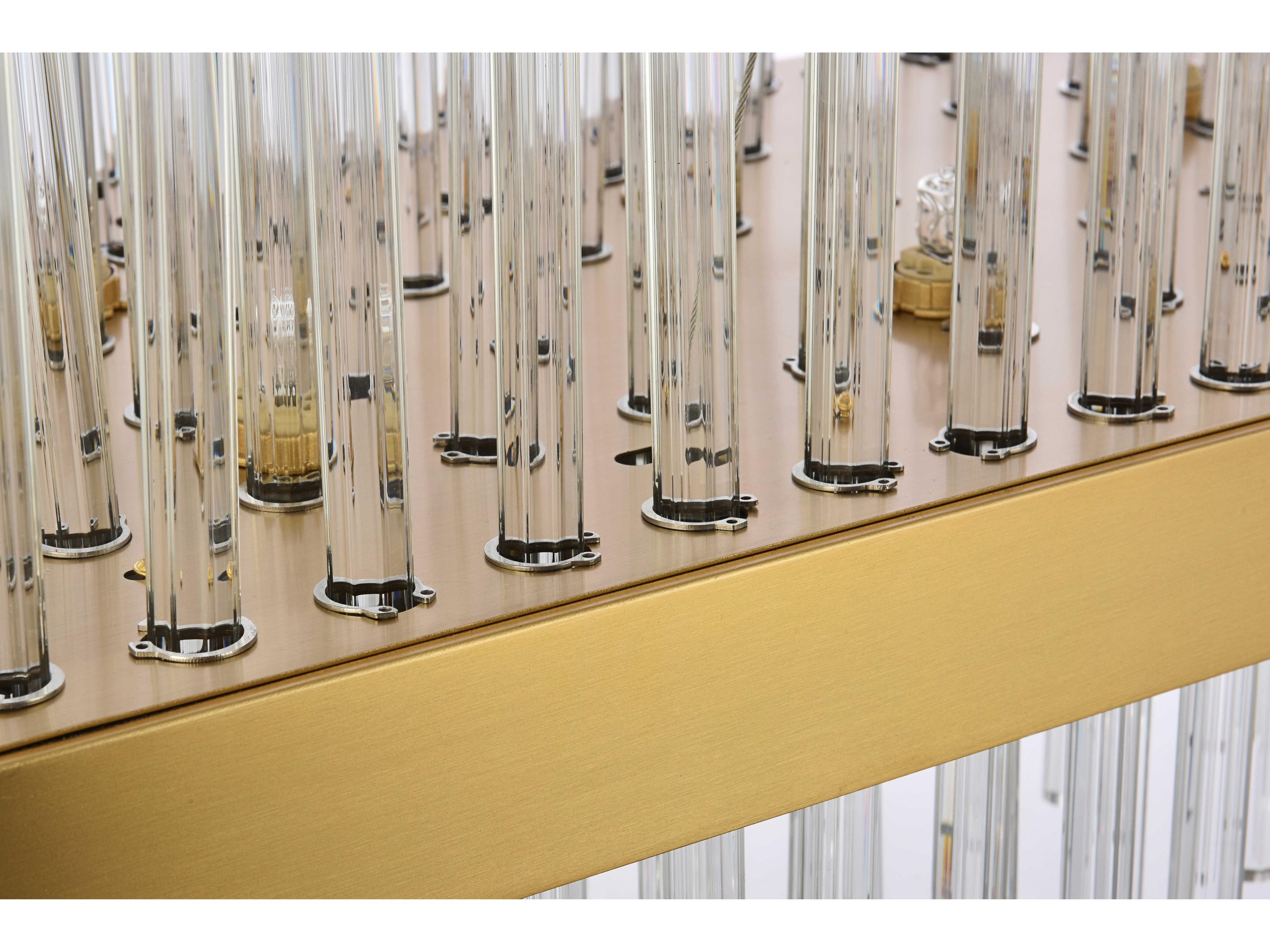 Elegant Lighting Dallas 28-Light Satin Gold Crystal Linear Island Pendant