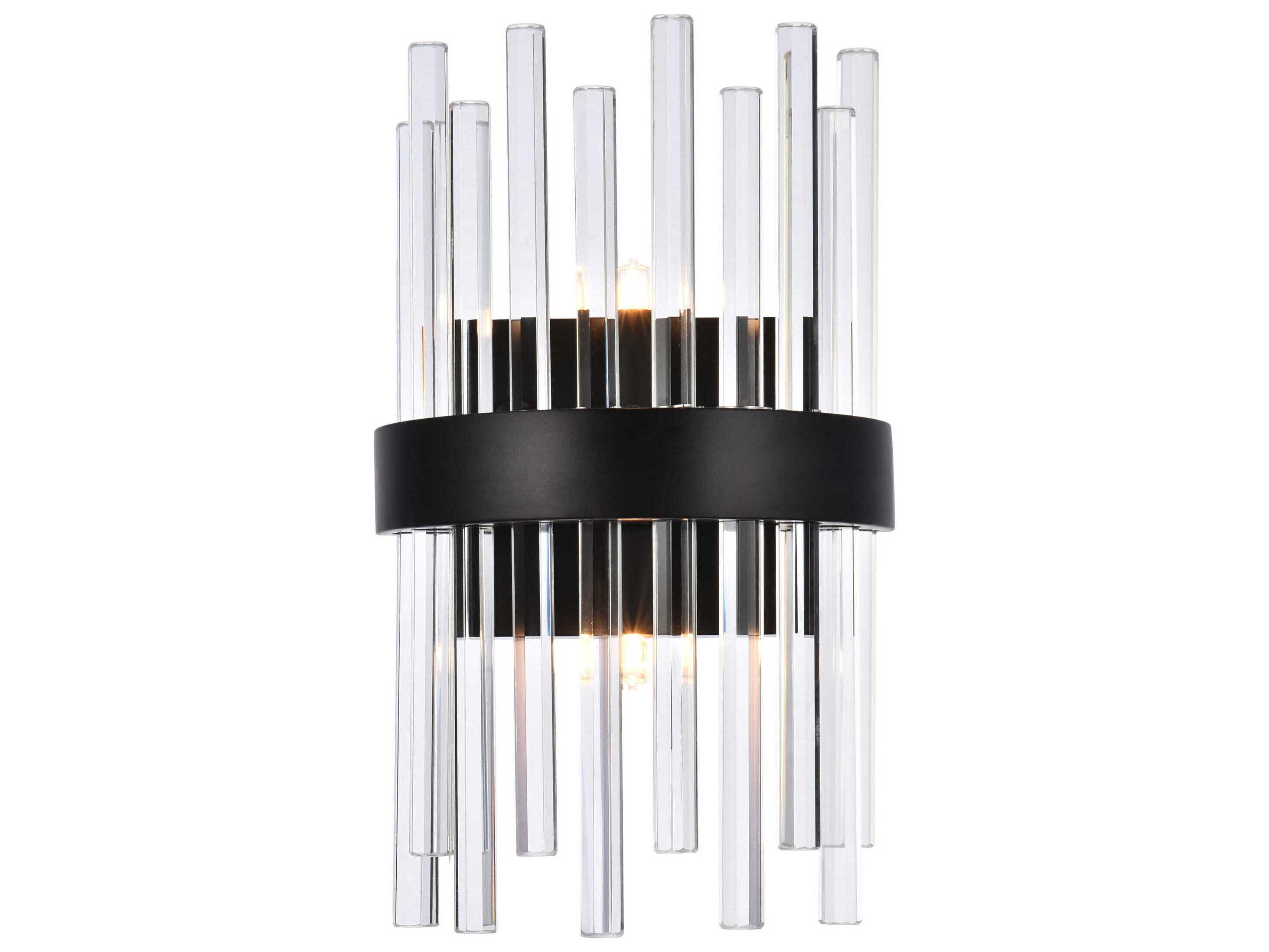 Elegant Lighting Dallas 2-Light Black Crystal Wall Sconce