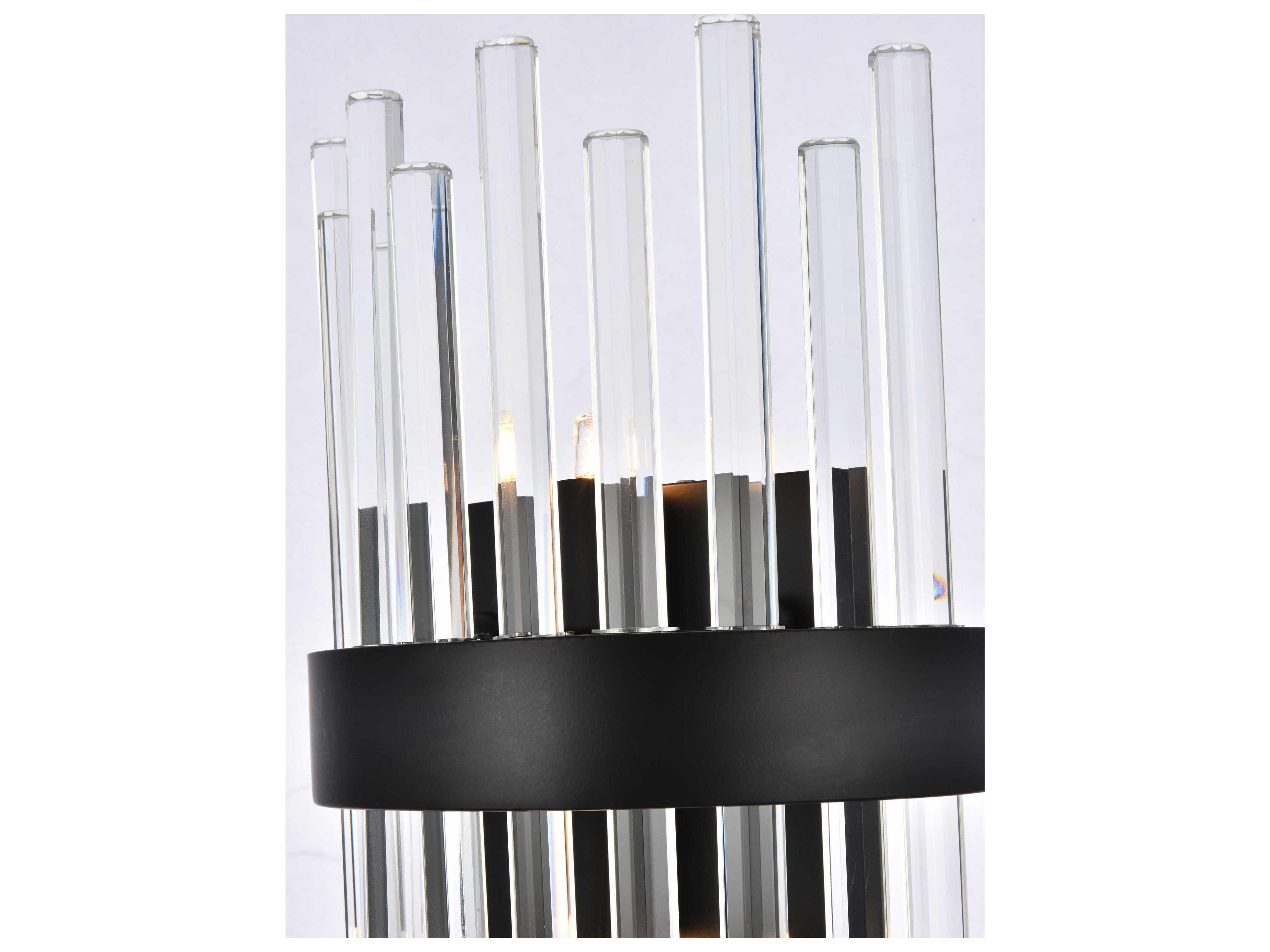 Elegant Lighting Dallas 2-Light Black Crystal Wall Sconce