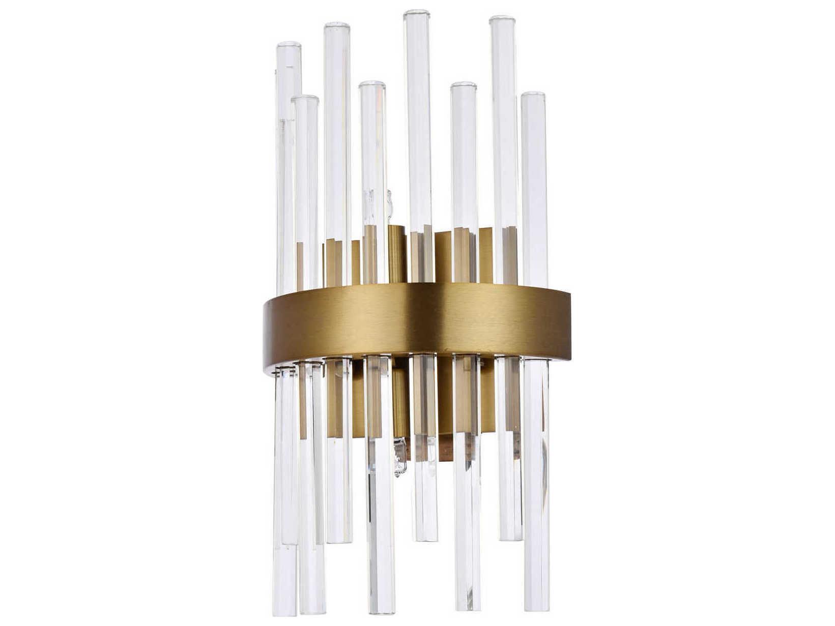 Elegant Lighting Dallas 2-Light Gold & Clear Crystal Wall Sconce