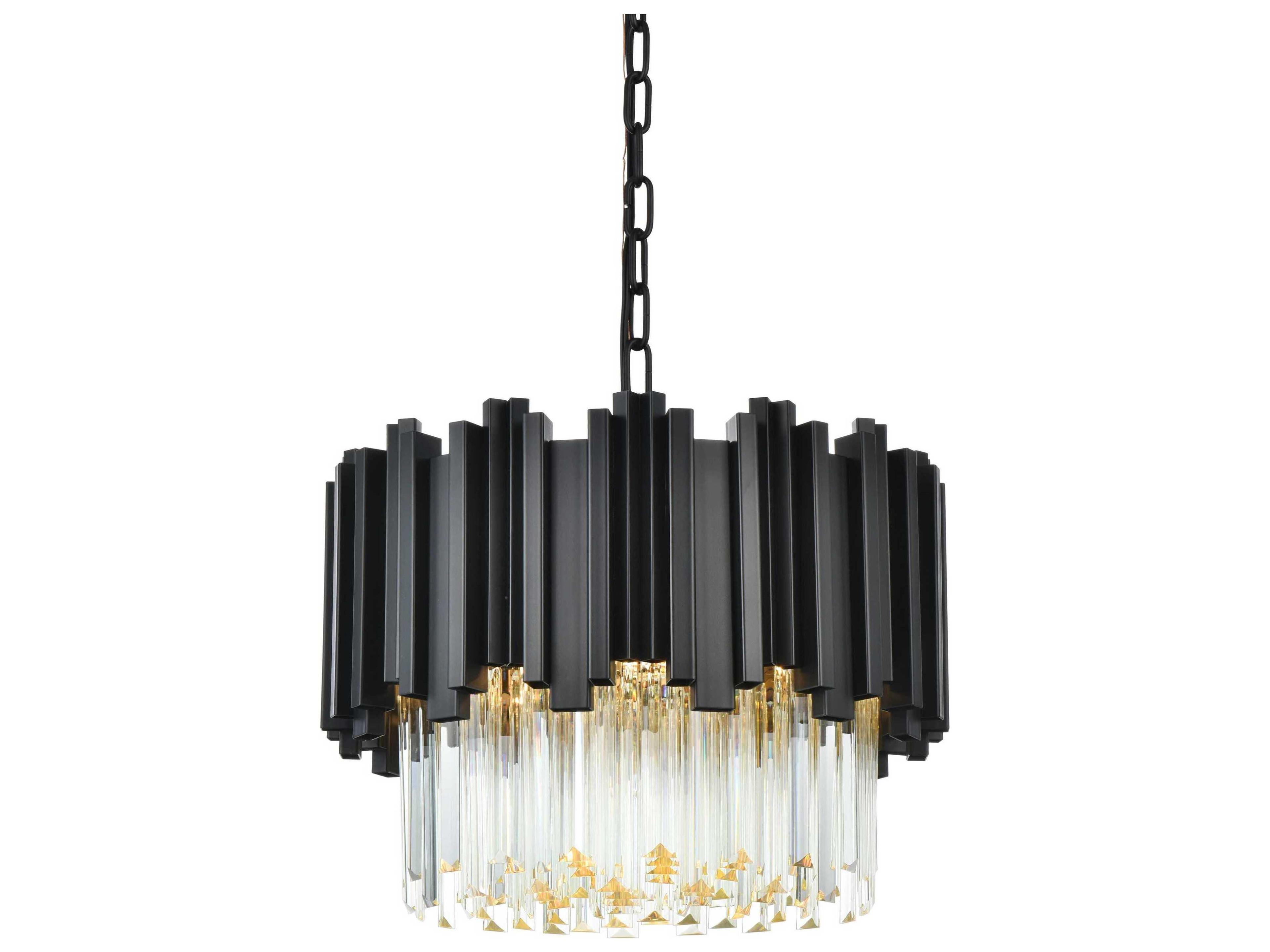 Elegant Lighting Willow 4-Light Black Drum Chandelier