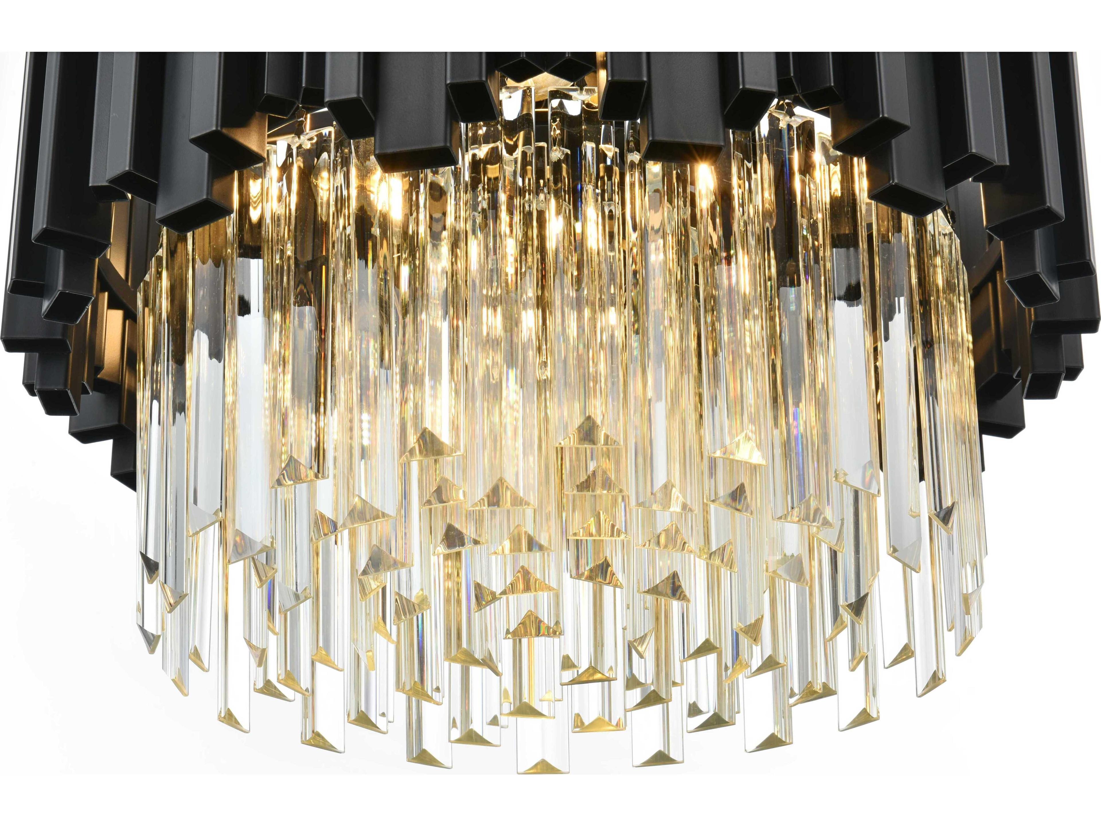 Elegant Lighting Willow 4-Light Black Drum Chandelier