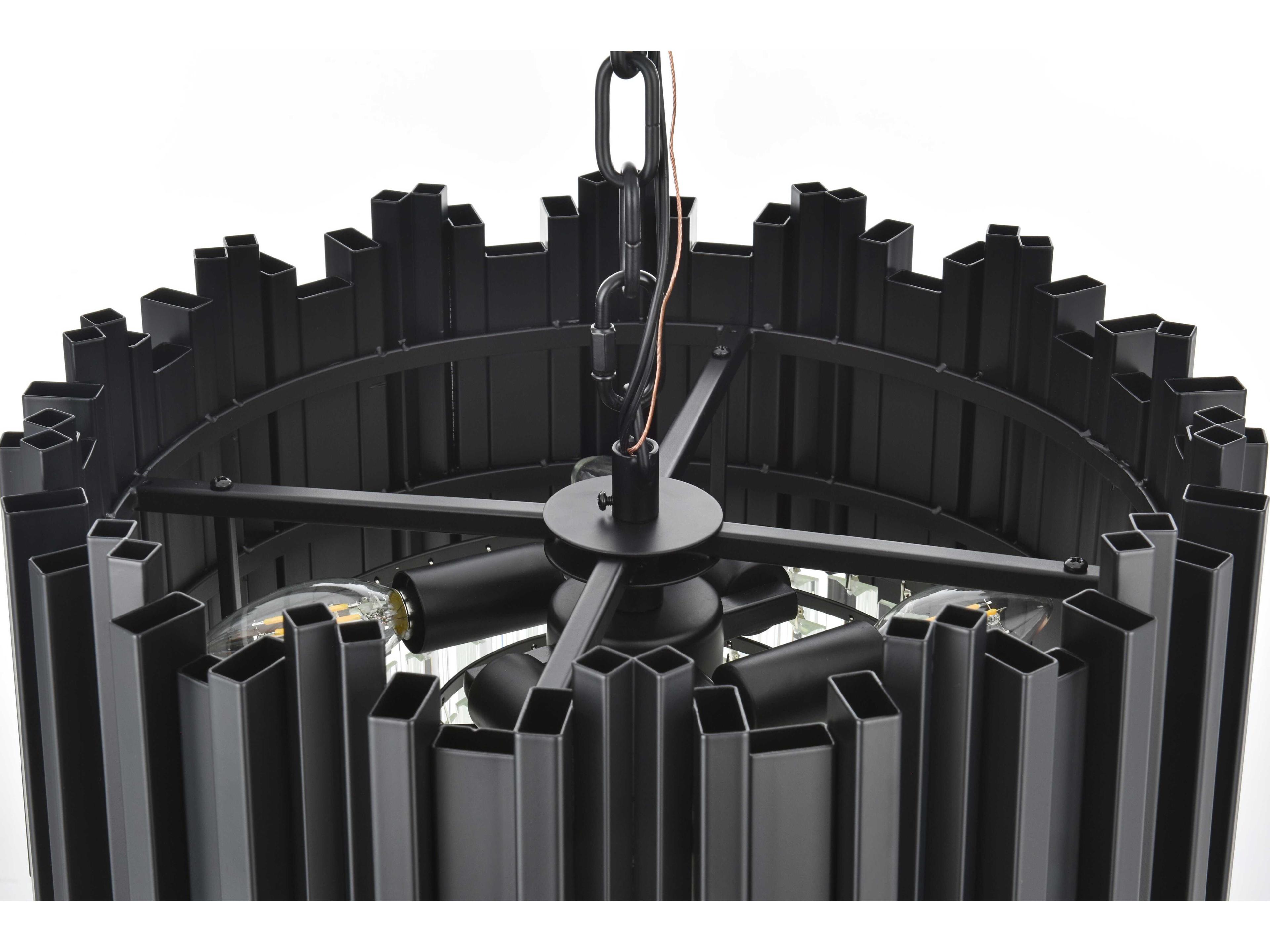 Elegant Lighting Willow 4-Light Black Drum Chandelier