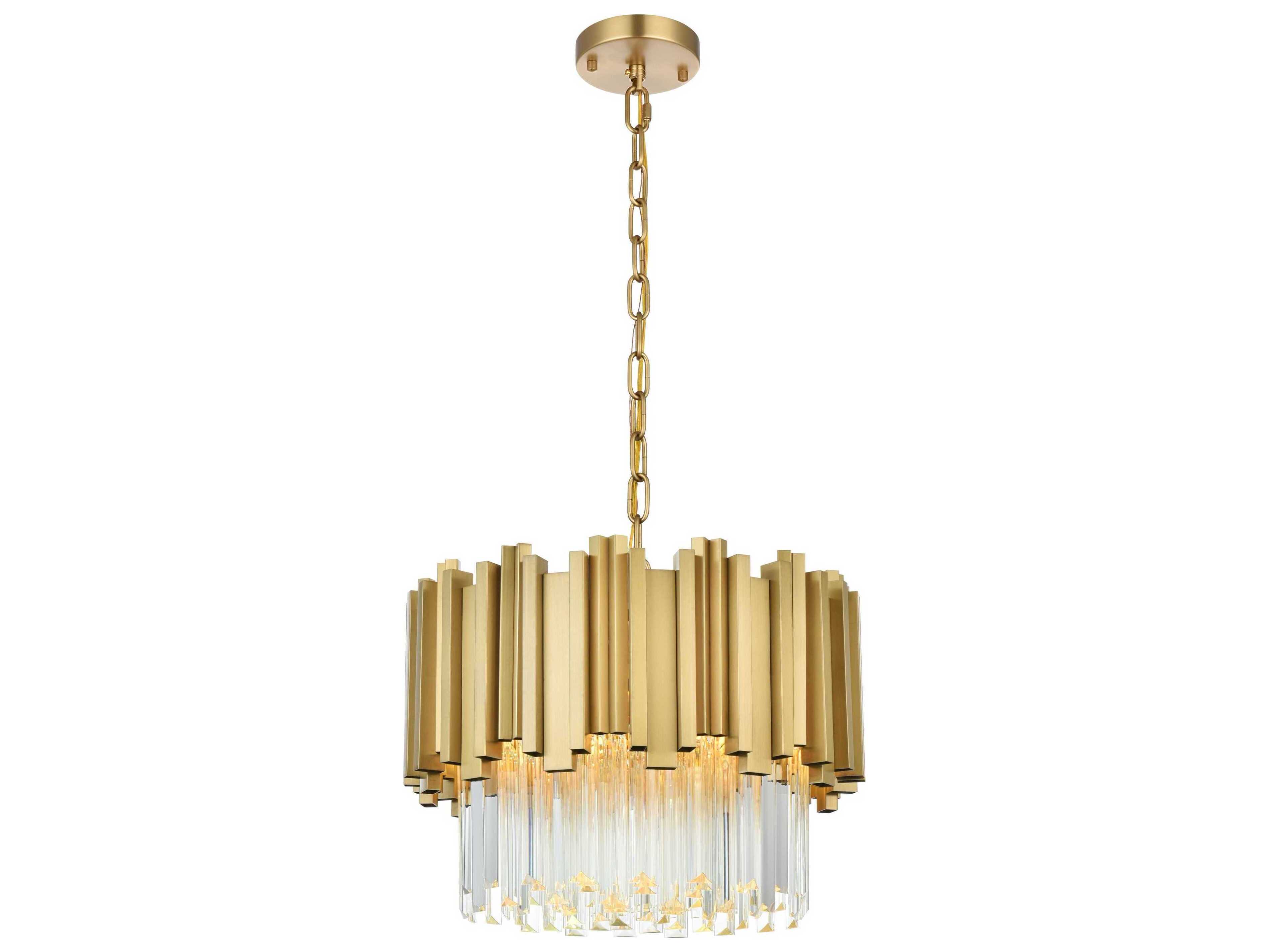 Elegant Lighting Willow 4-Light Satin Gold Drum Chandelier