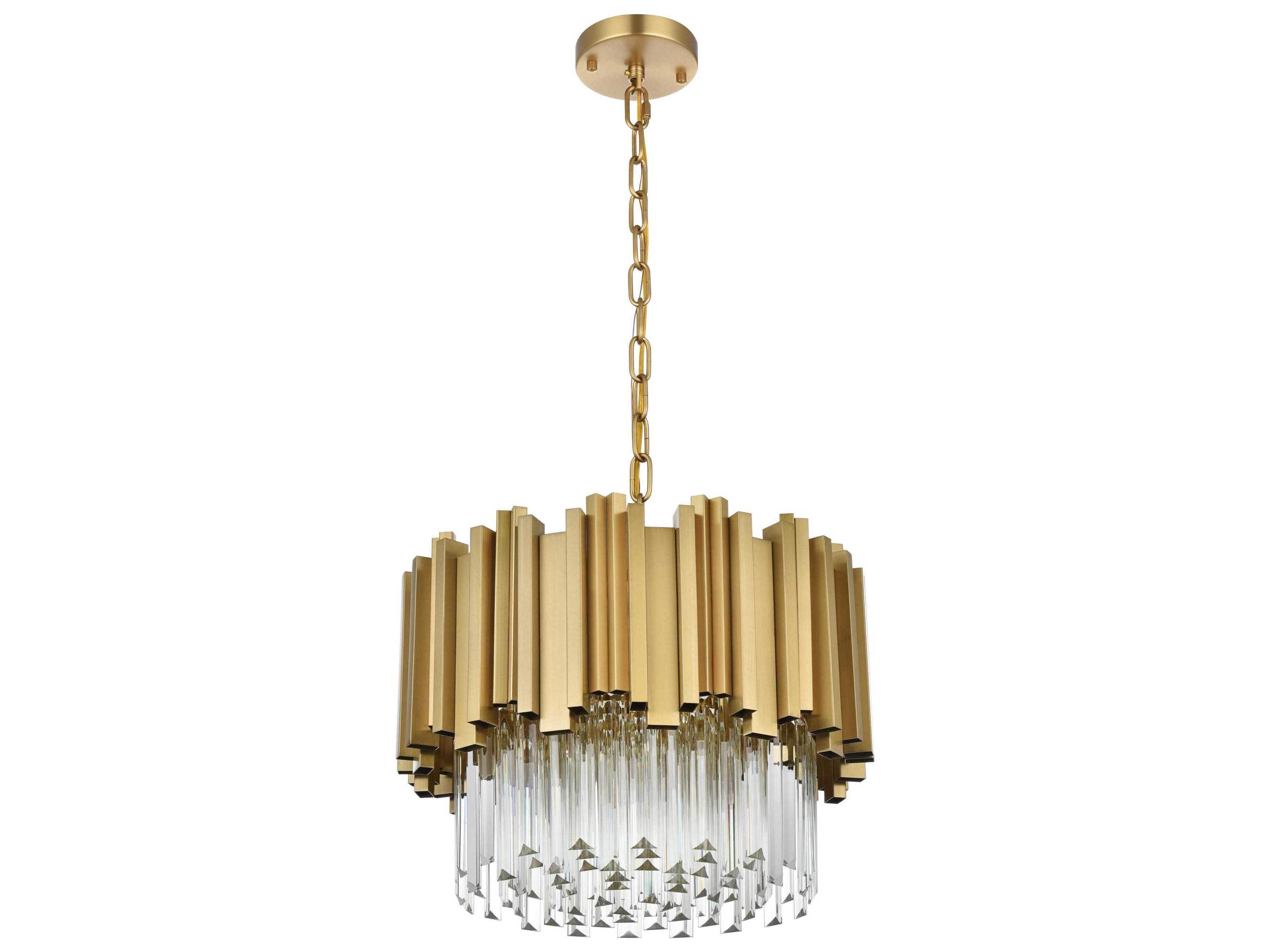 Elegant Lighting Willow 4-Light Satin Gold Drum Chandelier