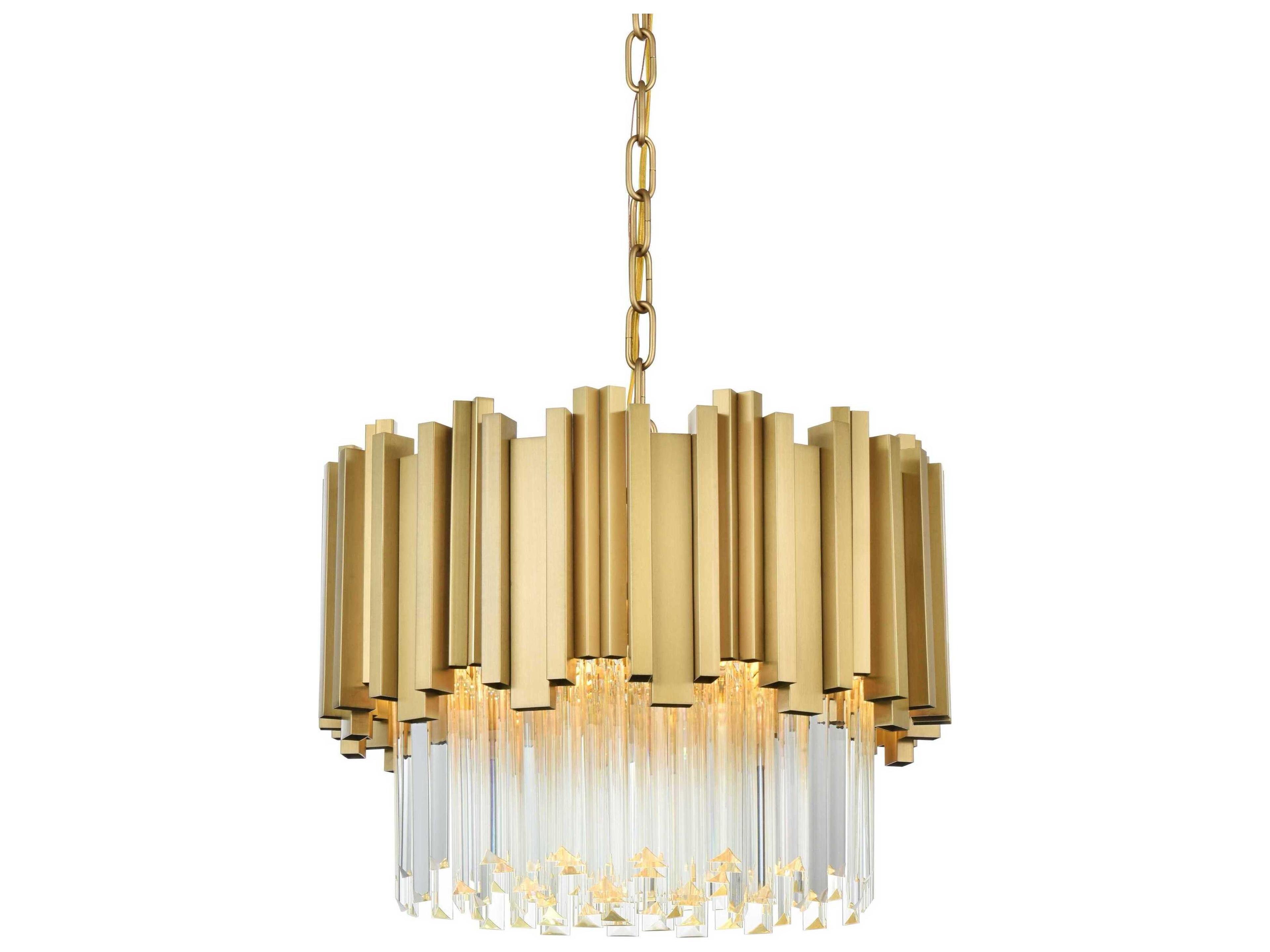 Elegant Lighting Willow 4-Light Satin Gold Drum Chandelier