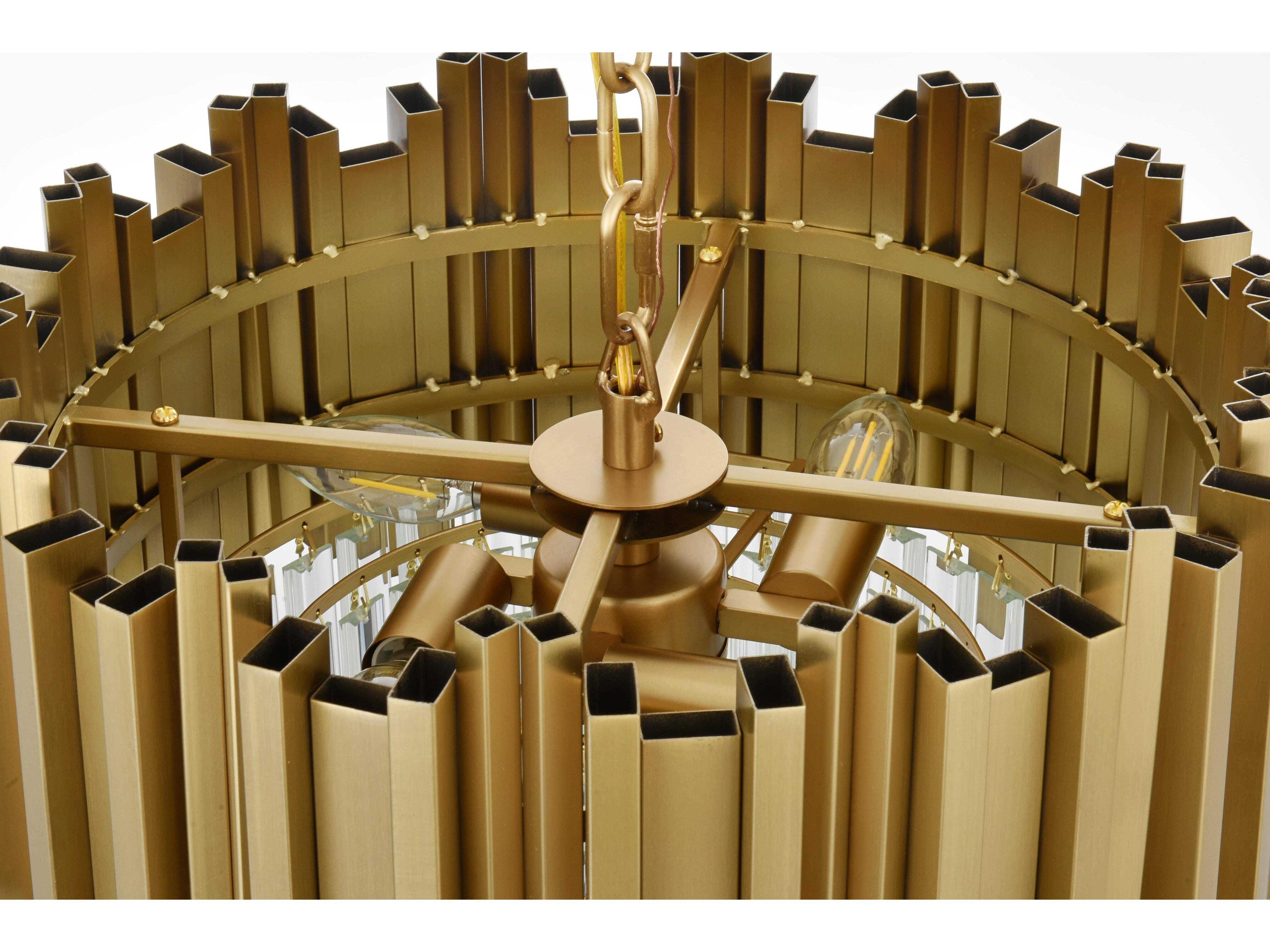 Elegant Lighting Willow 4-Light Satin Gold Drum Chandelier