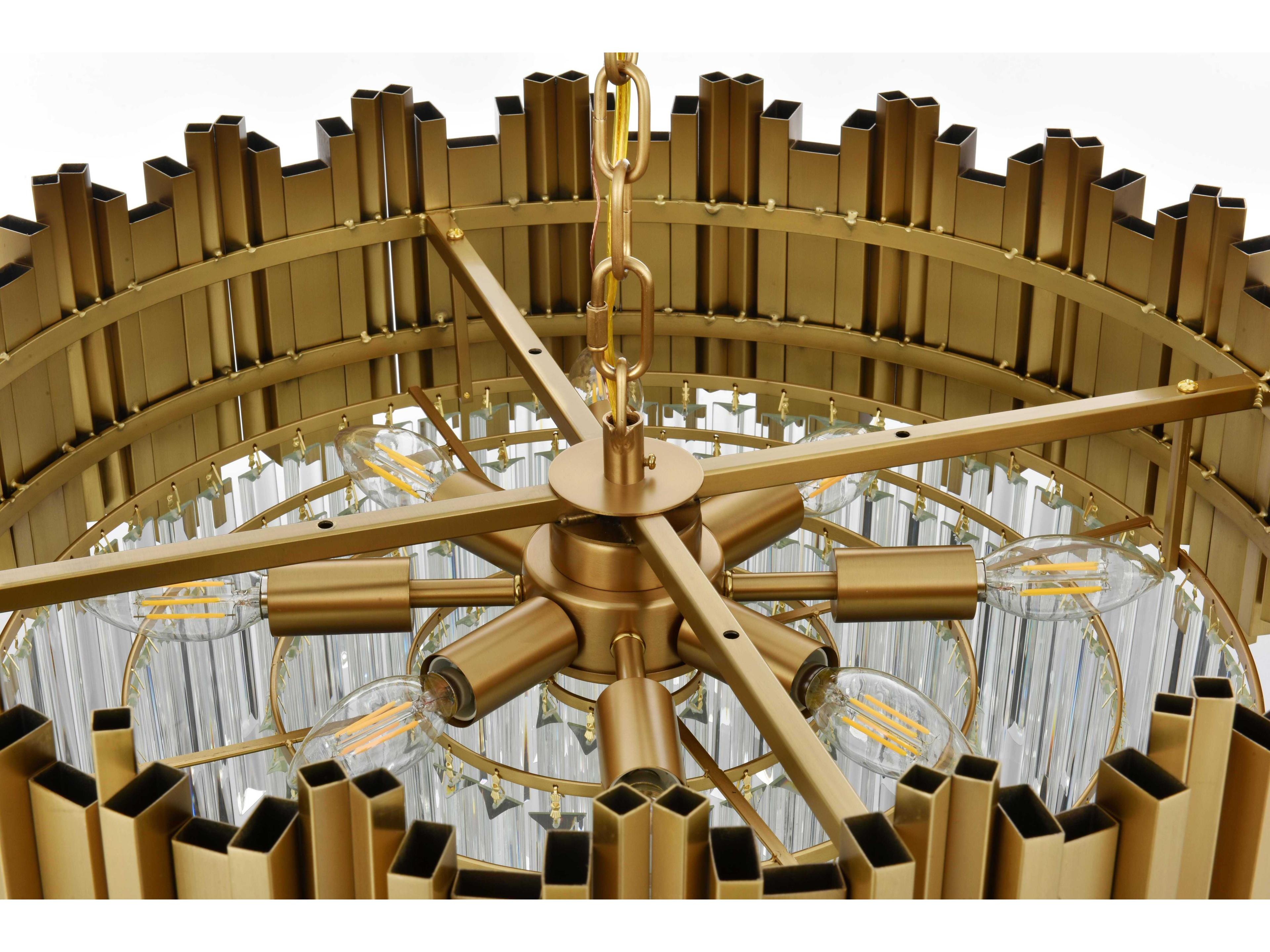 Elegant Lighting Willow 8-Light Satin Gold Drum Chandelier