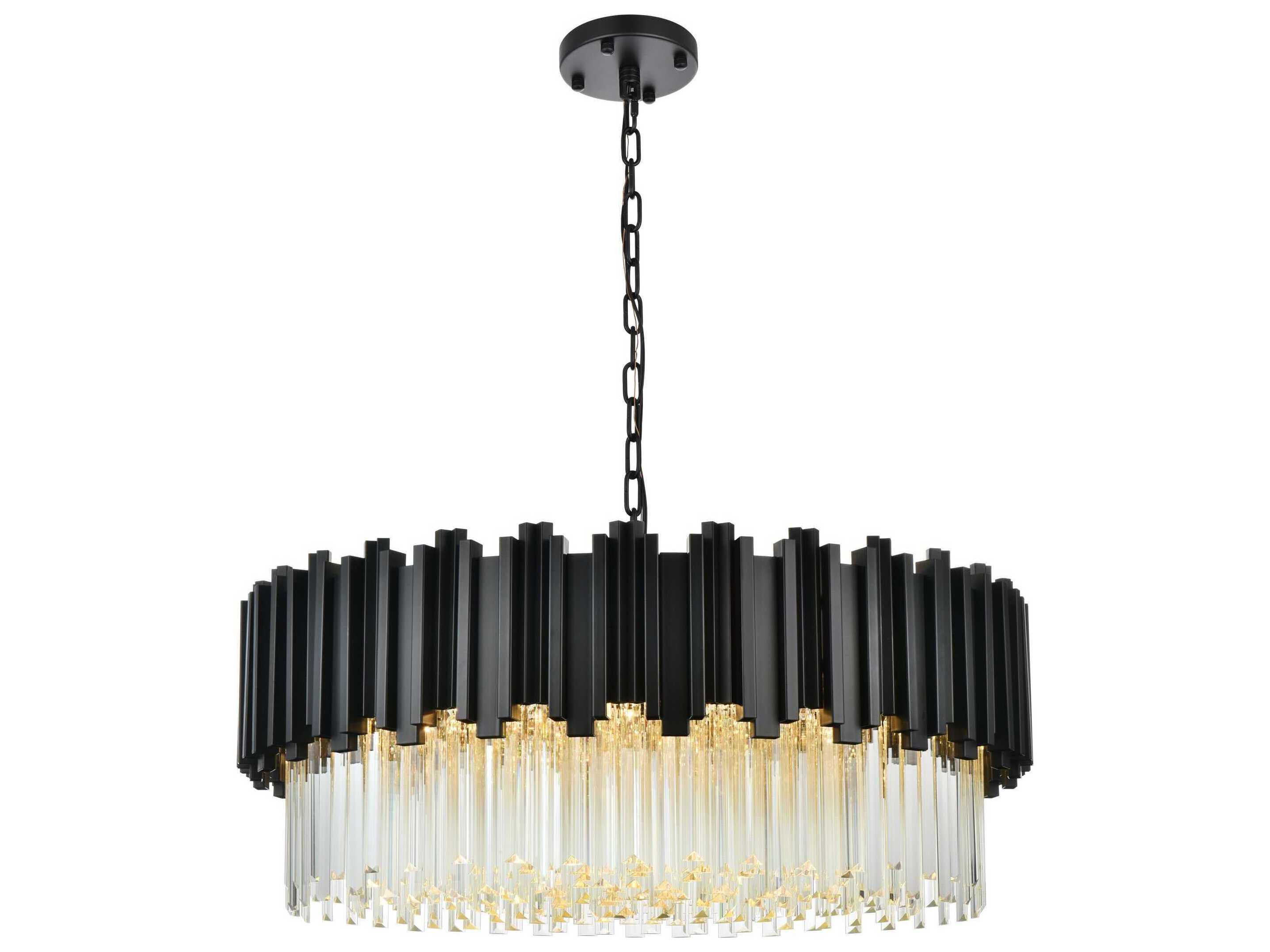Elegant Lighting Willow 10-Light Black Drum Chandelier