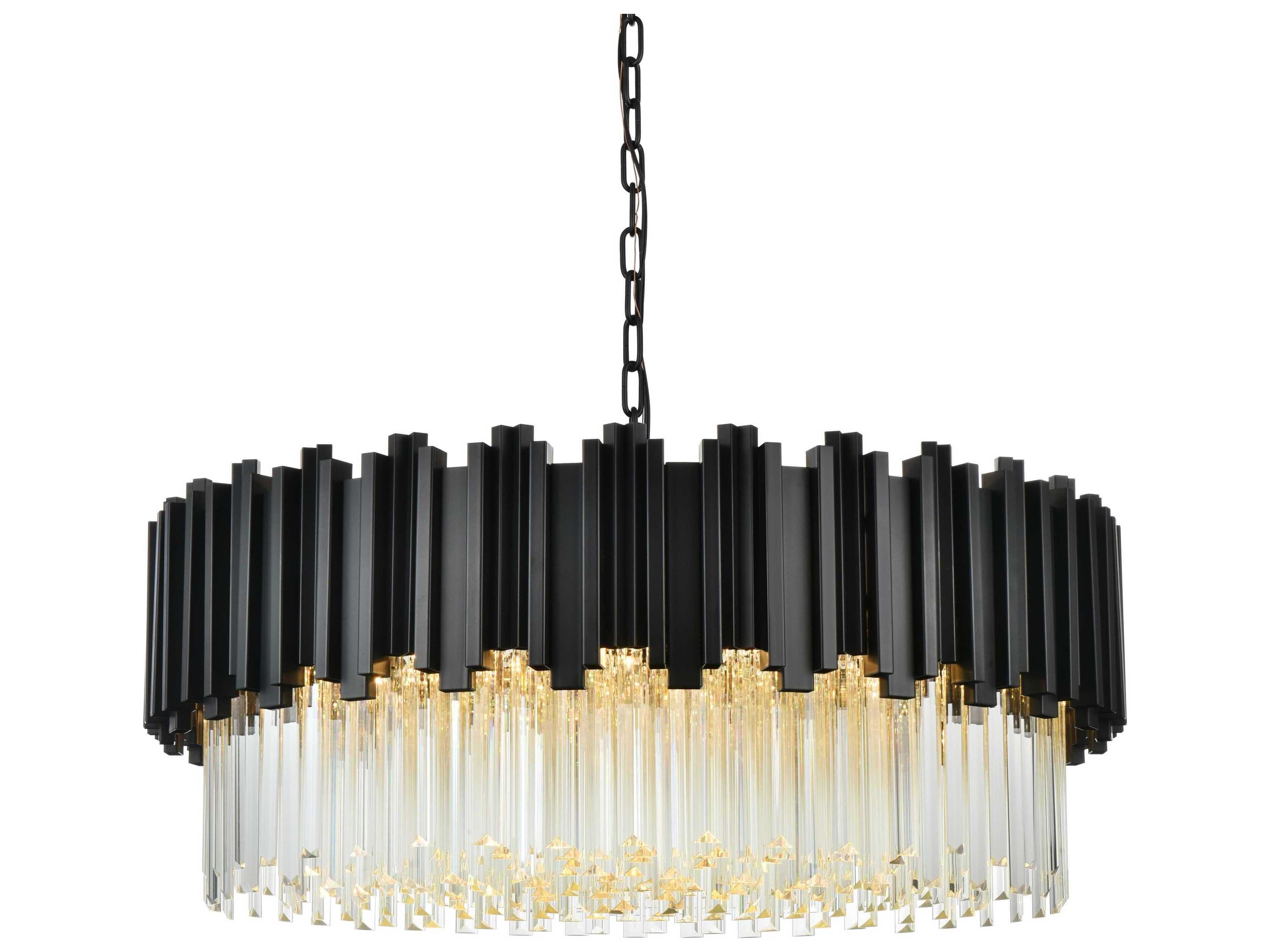 Elegant Lighting Willow 10-Light Black Drum Chandelier