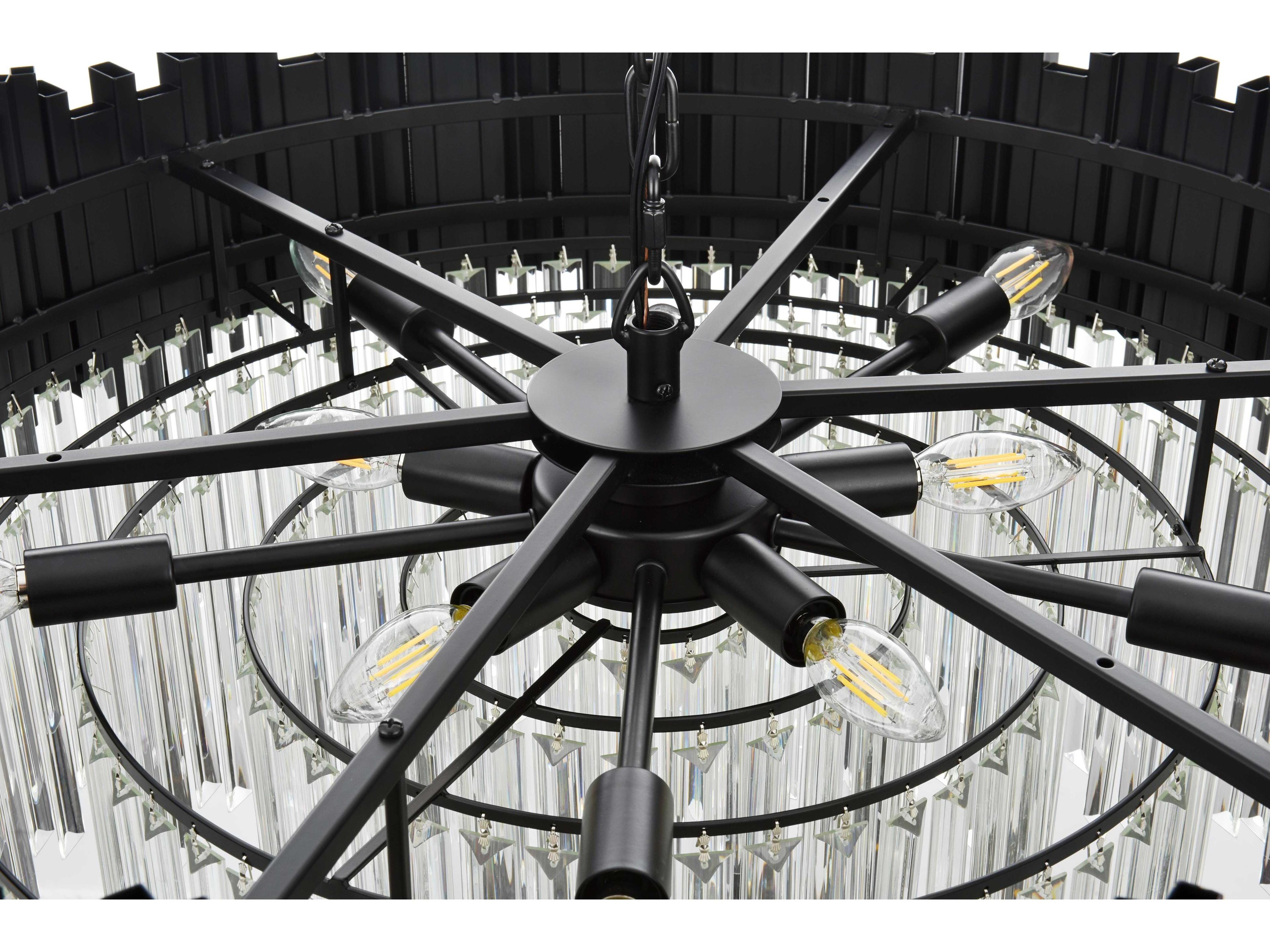 Elegant Lighting Willow 10-Light Black Drum Chandelier