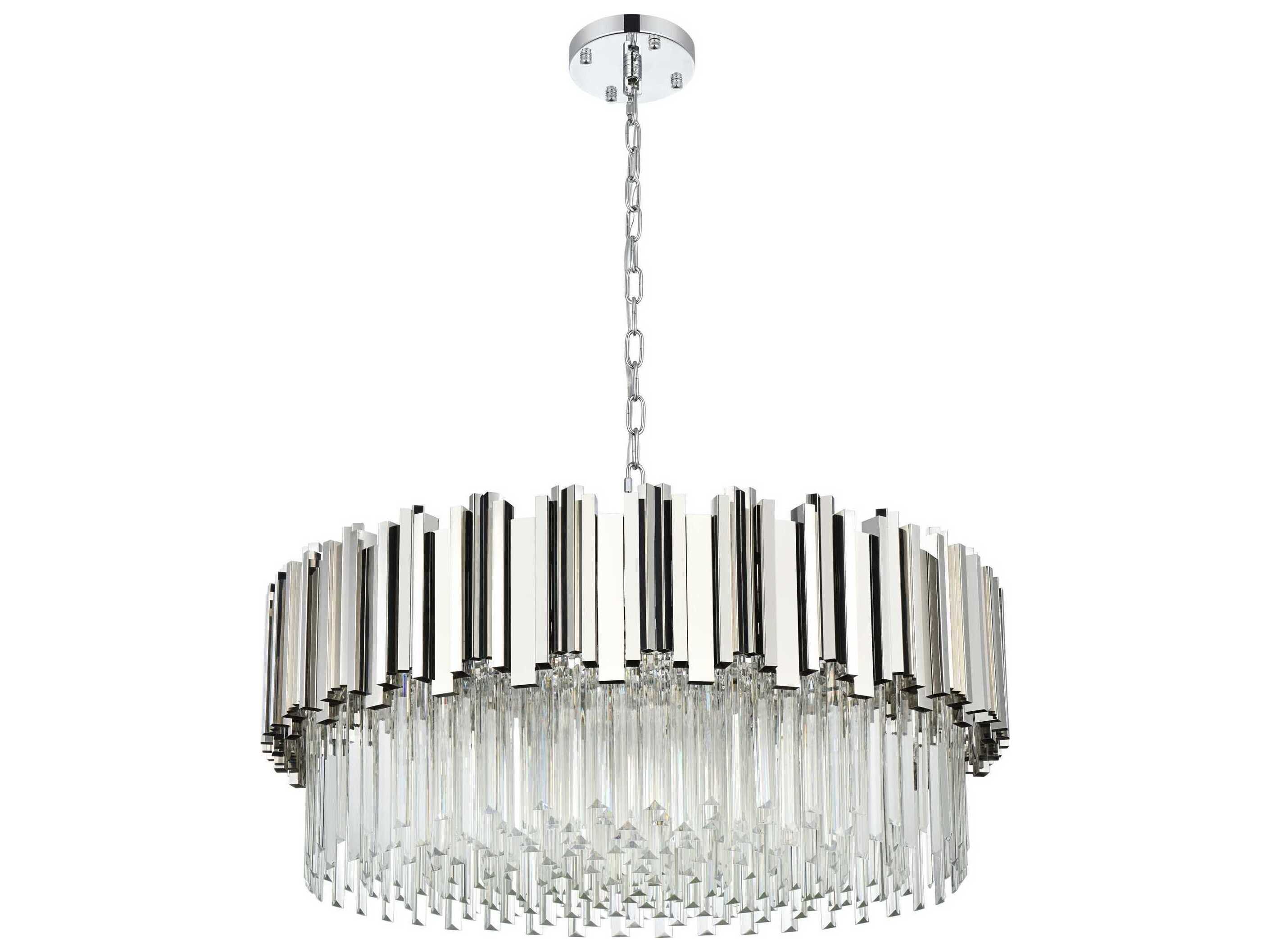 Elegant Lighting Willow 10-Light Chrome Drum Chandelier