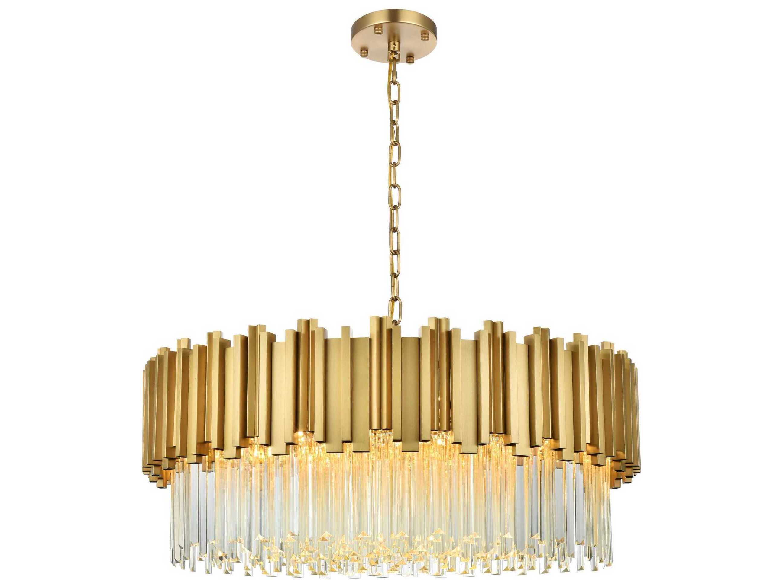 Elegant Lighting Willow 10-Light Satin Gold Drum Chandelier