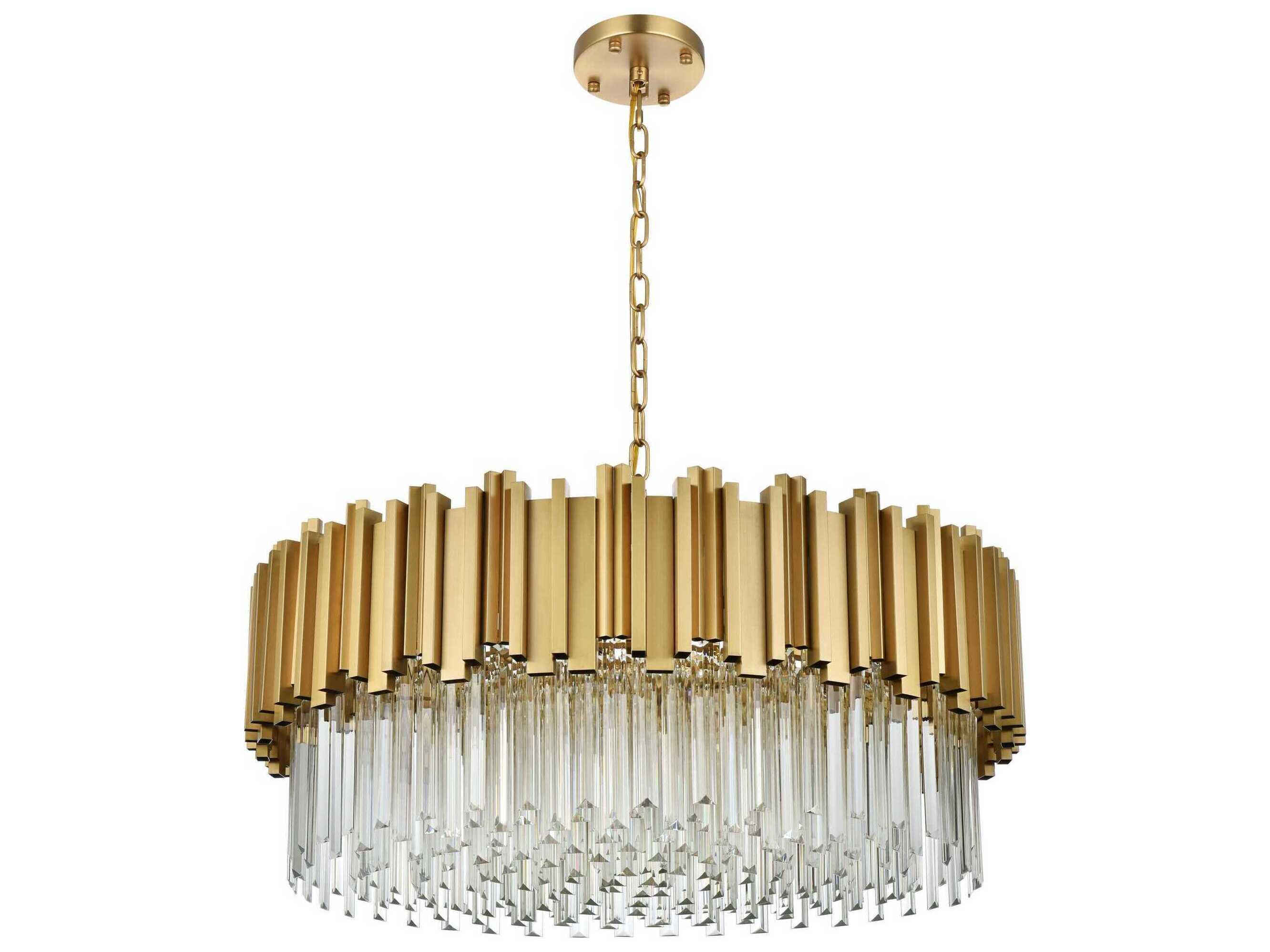 Elegant Lighting Willow 10-Light Satin Gold Drum Chandelier