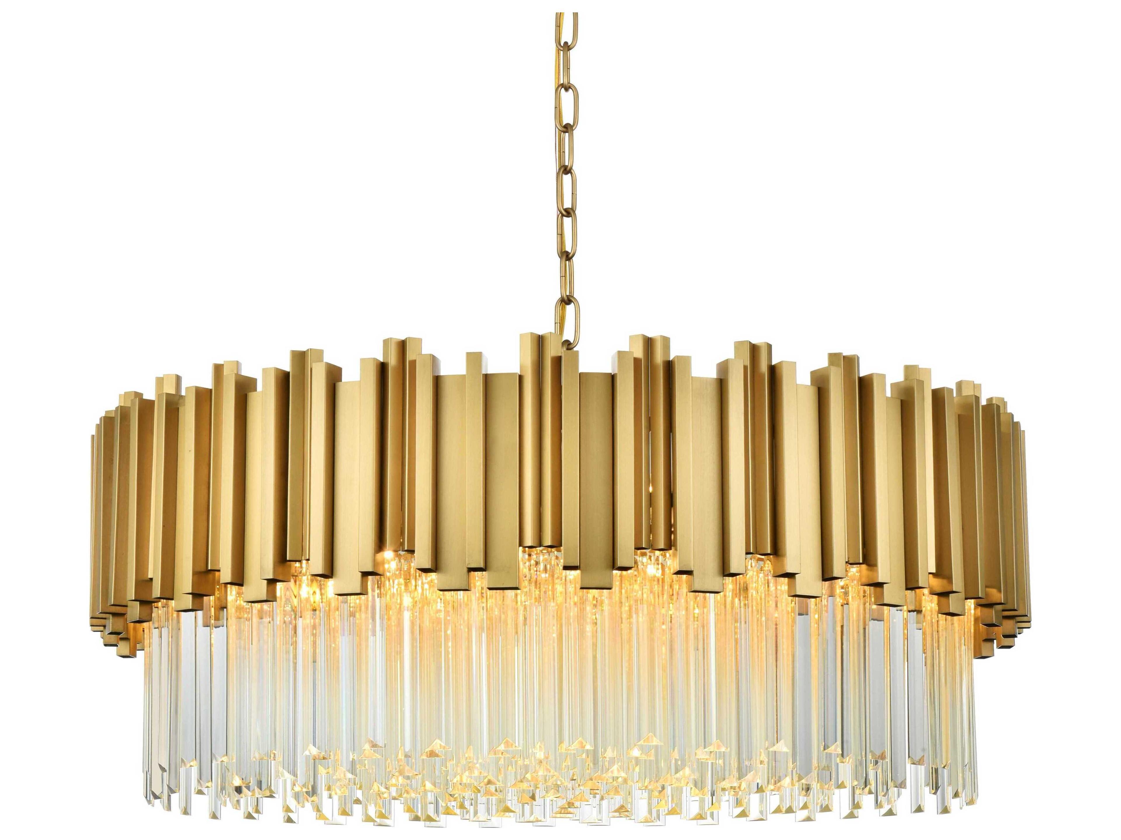 Elegant Lighting Willow 10-Light Satin Gold Drum Chandelier