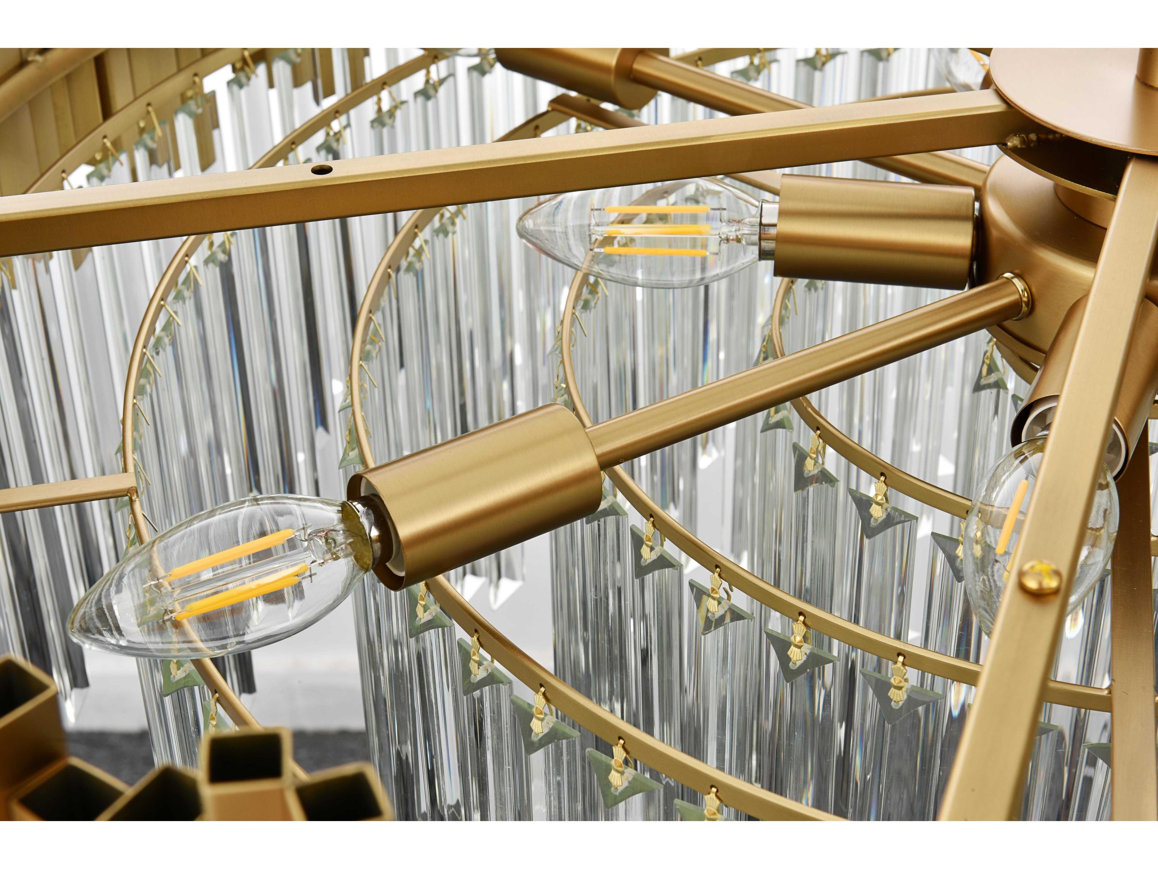 Elegant Lighting Willow 10-Light Satin Gold Drum Chandelier