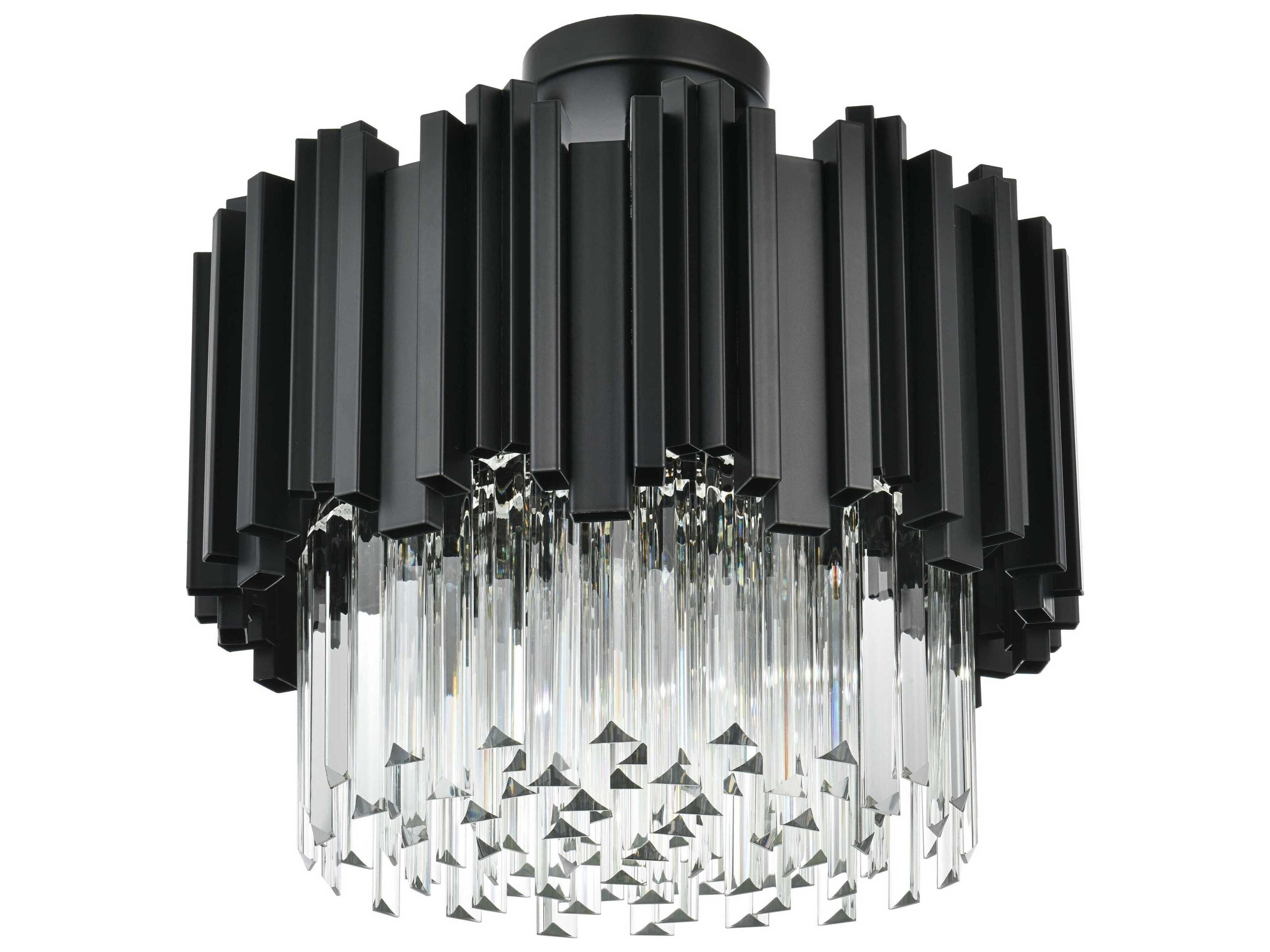 Elegant Lighting Willow 4-Light Black Drum Semi Flush Mount