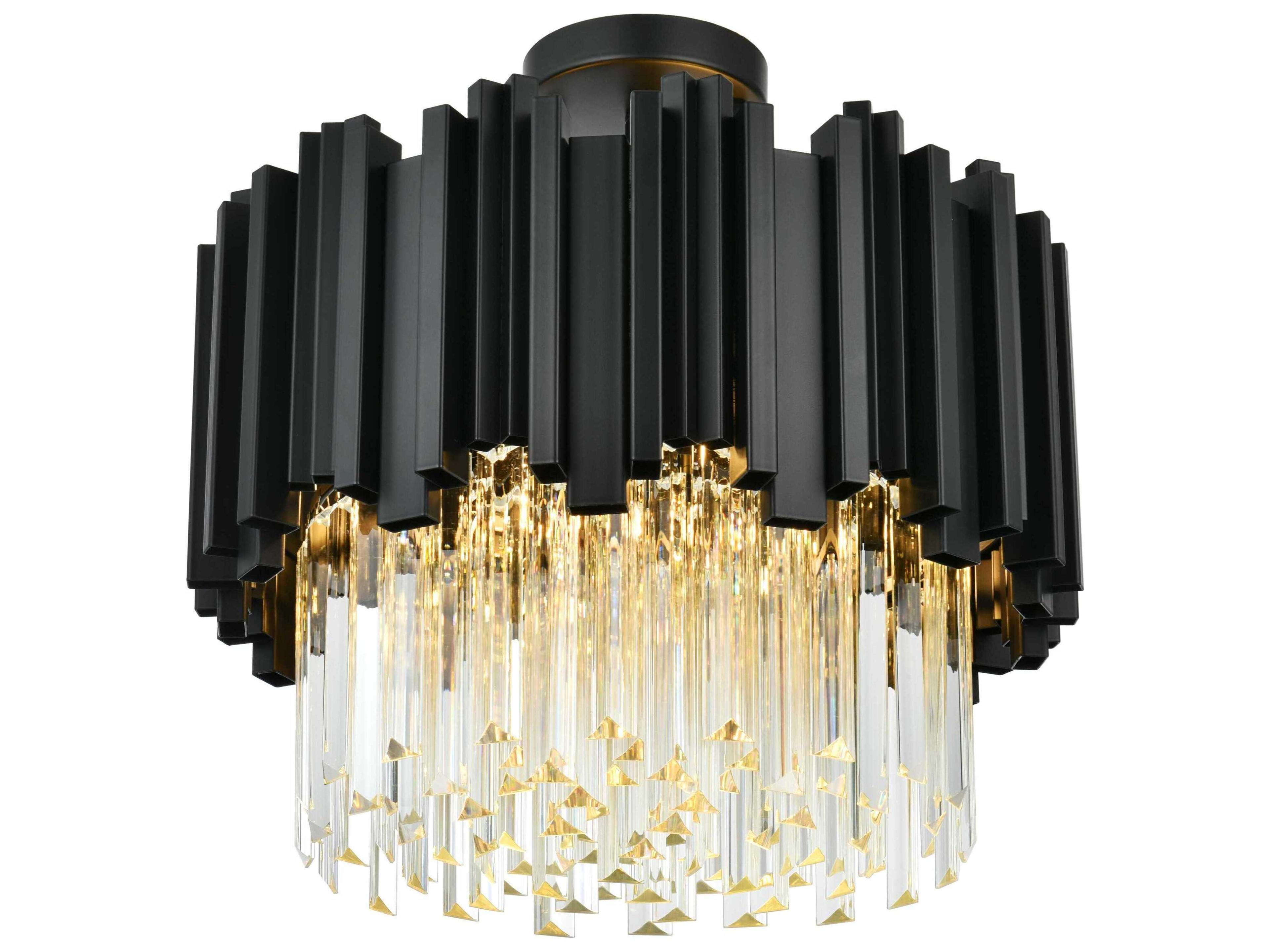 Elegant Lighting Willow 4-Light Black Drum Semi Flush Mount