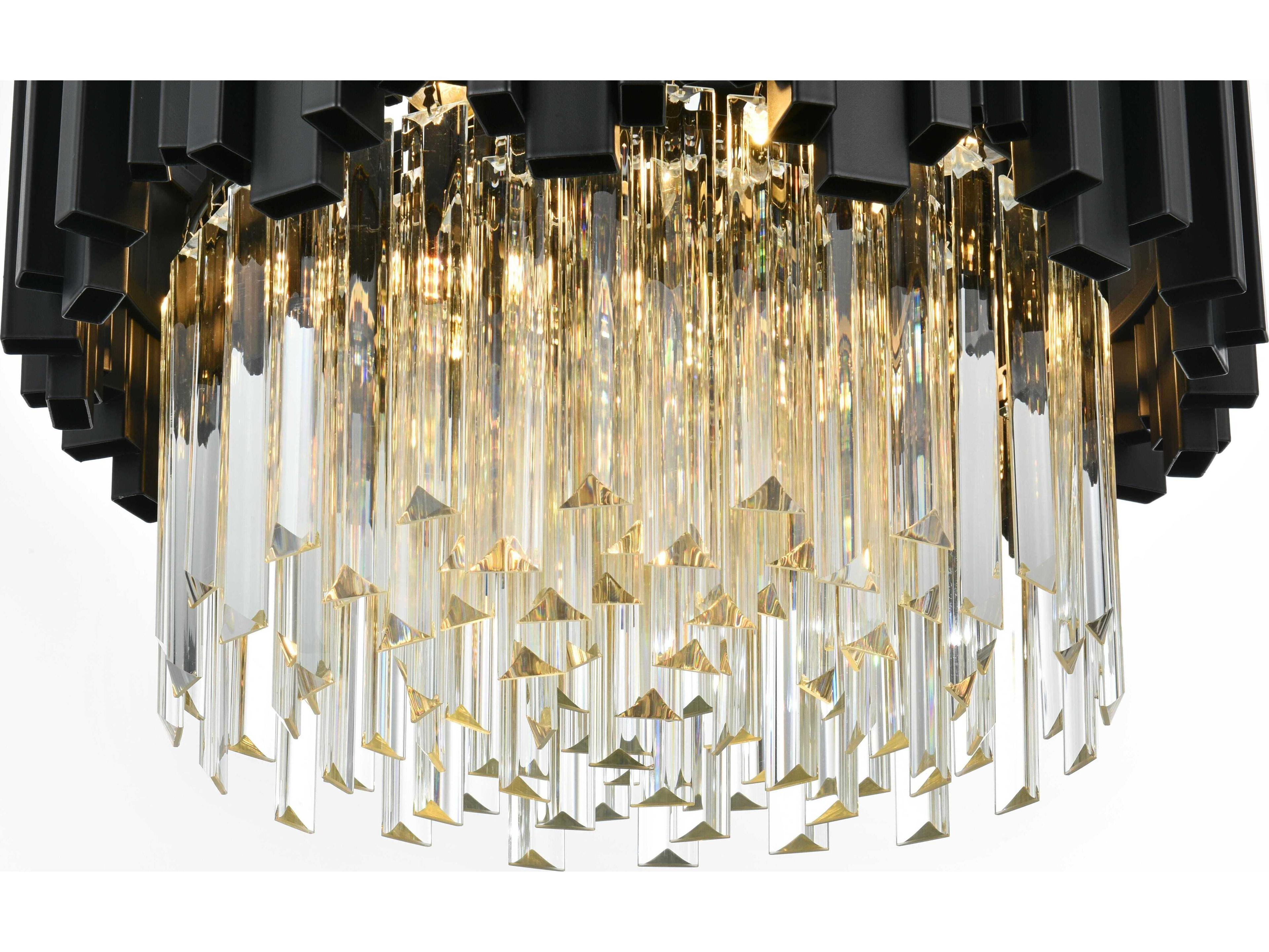 Elegant Lighting Willow 4-Light Black Drum Semi Flush Mount