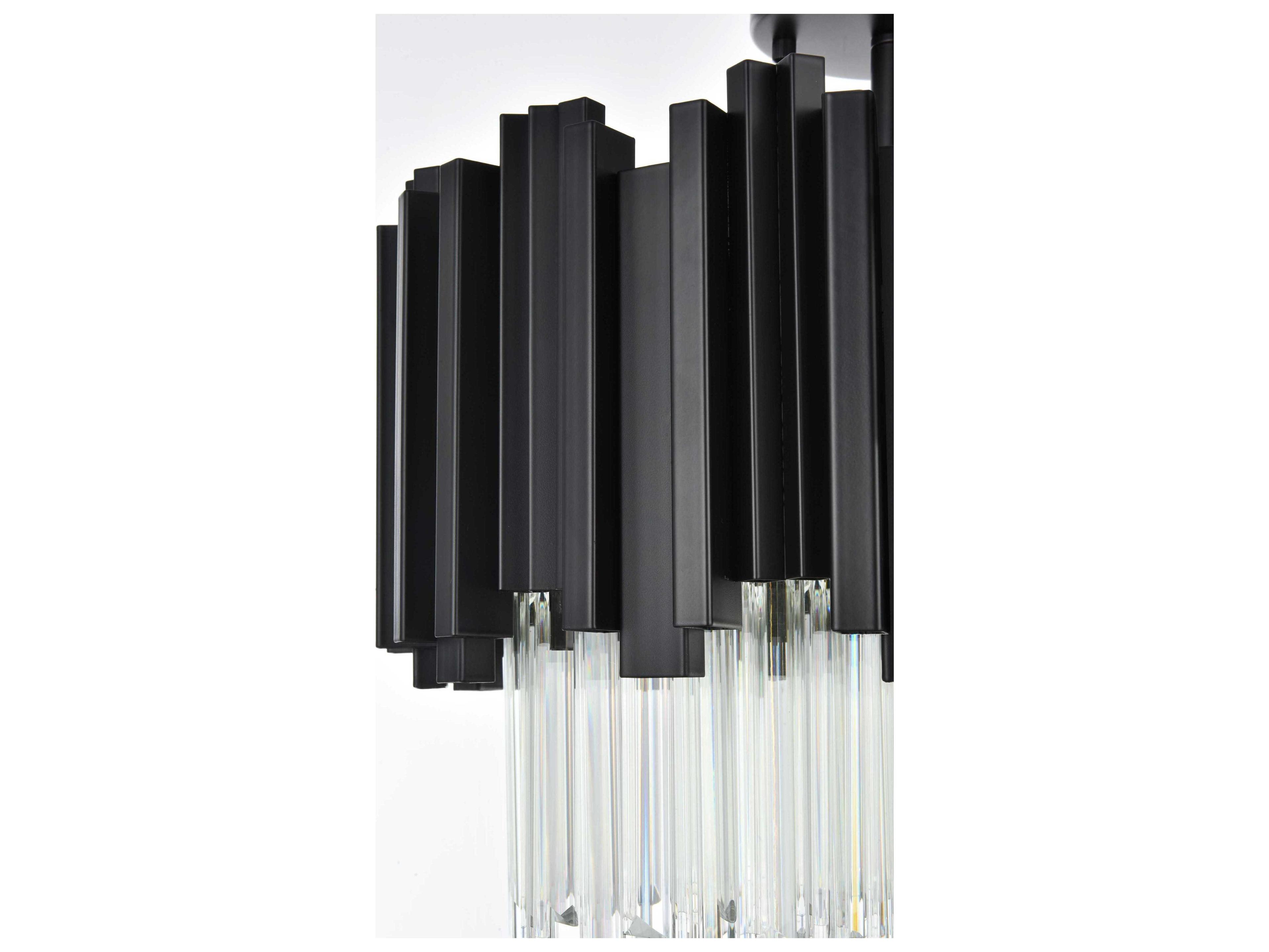 Elegant Lighting Willow 4-Light Black Drum Semi Flush Mount