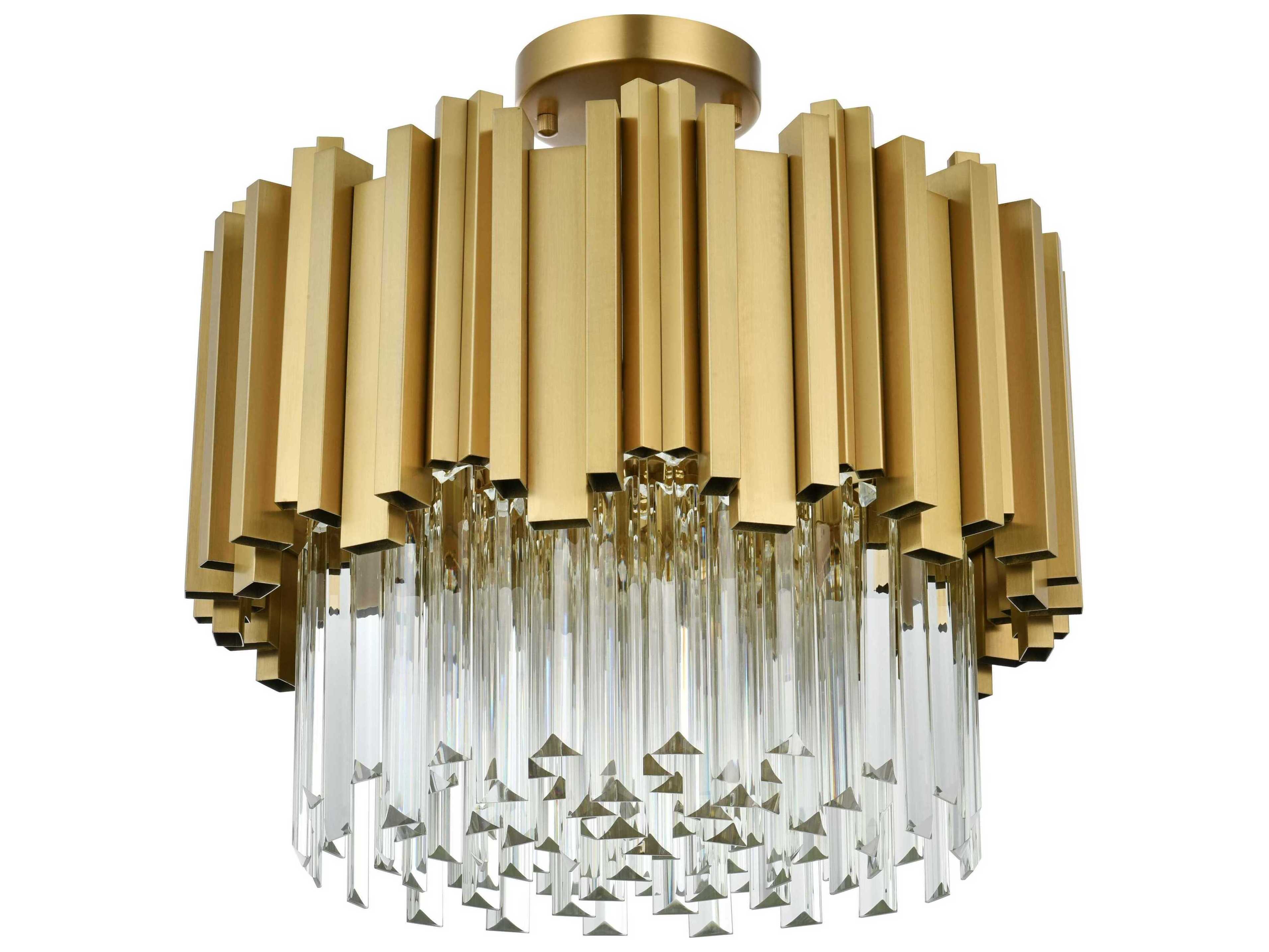 Elegant Lighting Willow 4-Light Satin Gold Drum Semi Flush Mount
