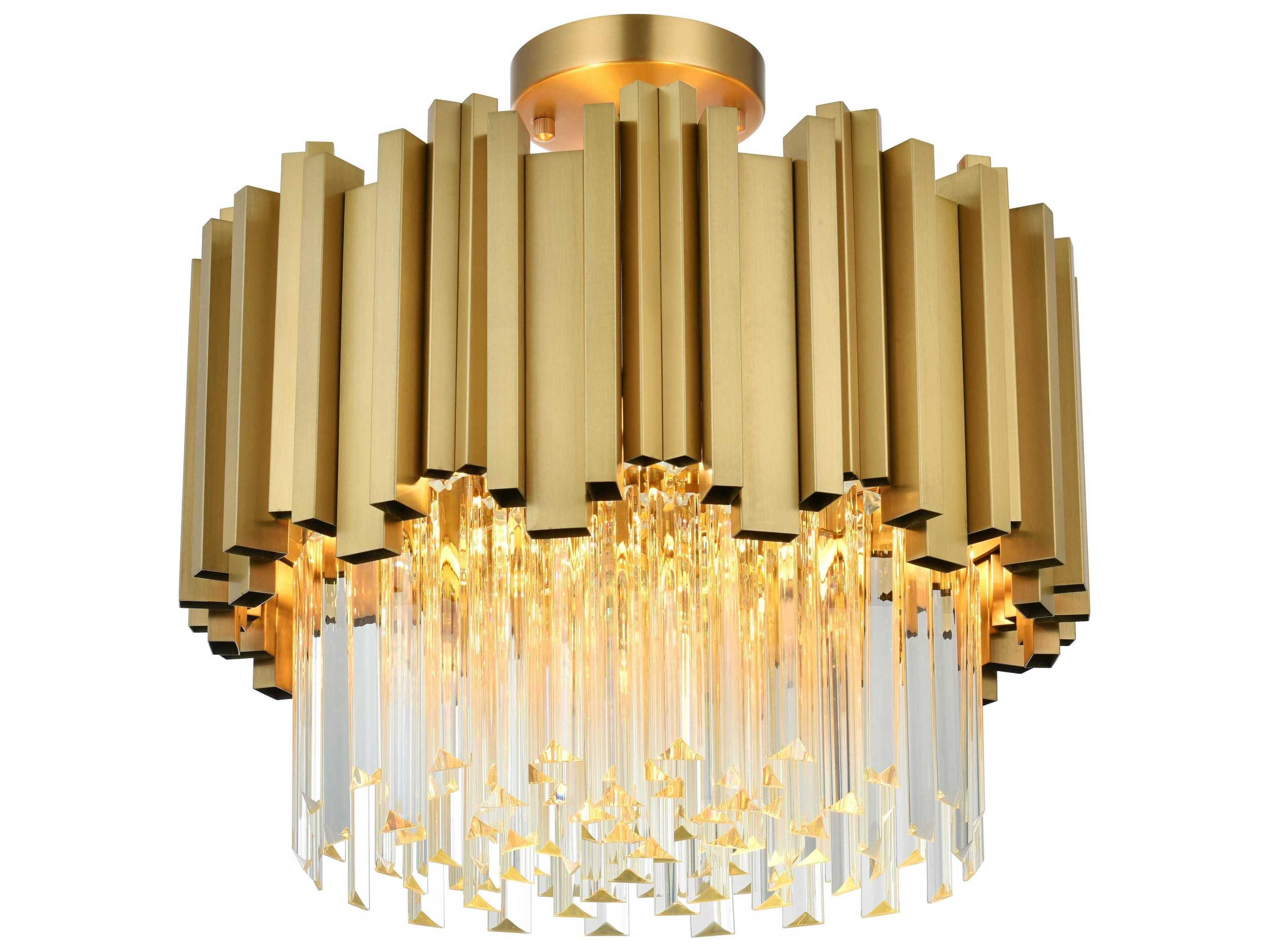Elegant Lighting Willow 4-Light Satin Gold Drum Semi Flush Mount