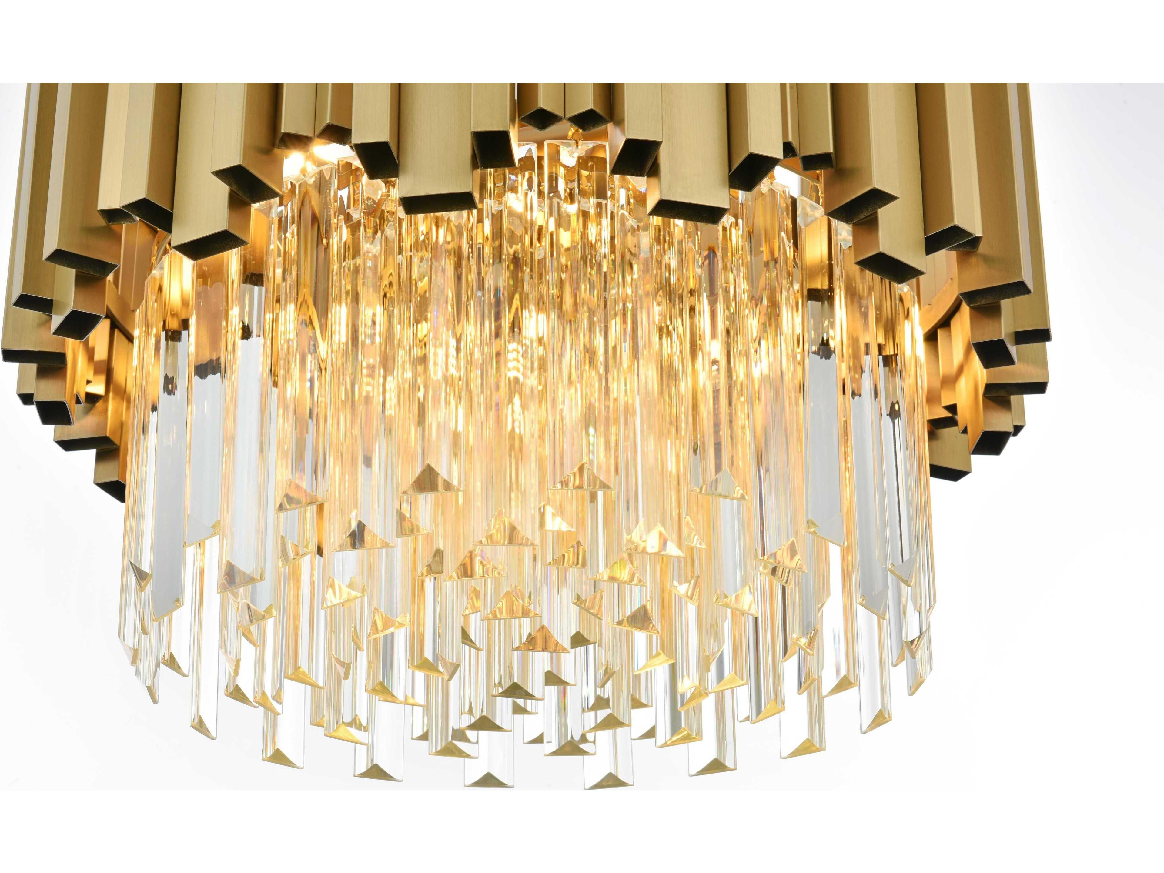 Elegant Lighting Willow 4-Light Satin Gold Drum Semi Flush Mount