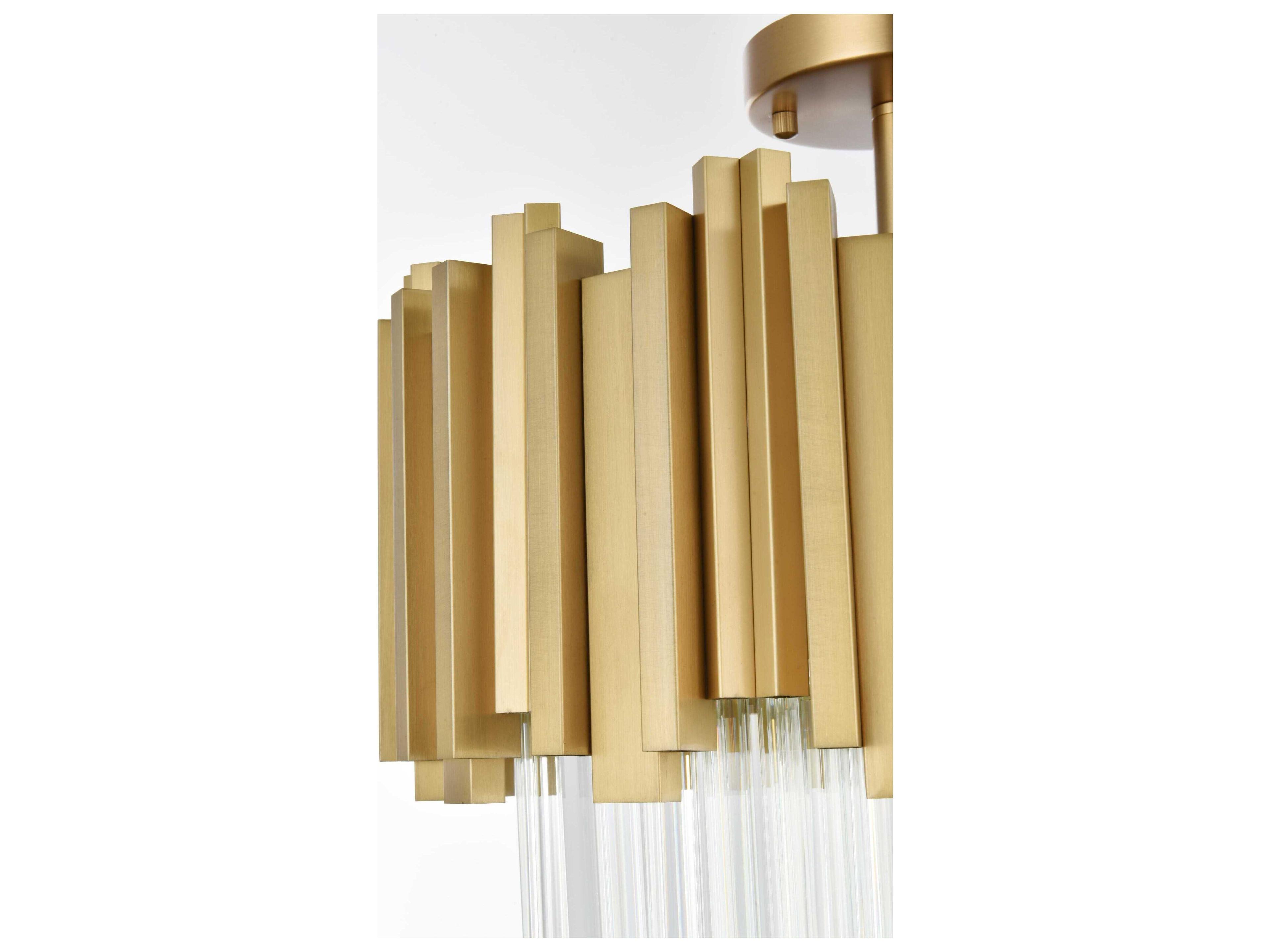 Elegant Lighting Willow 4-Light Satin Gold Drum Semi Flush Mount