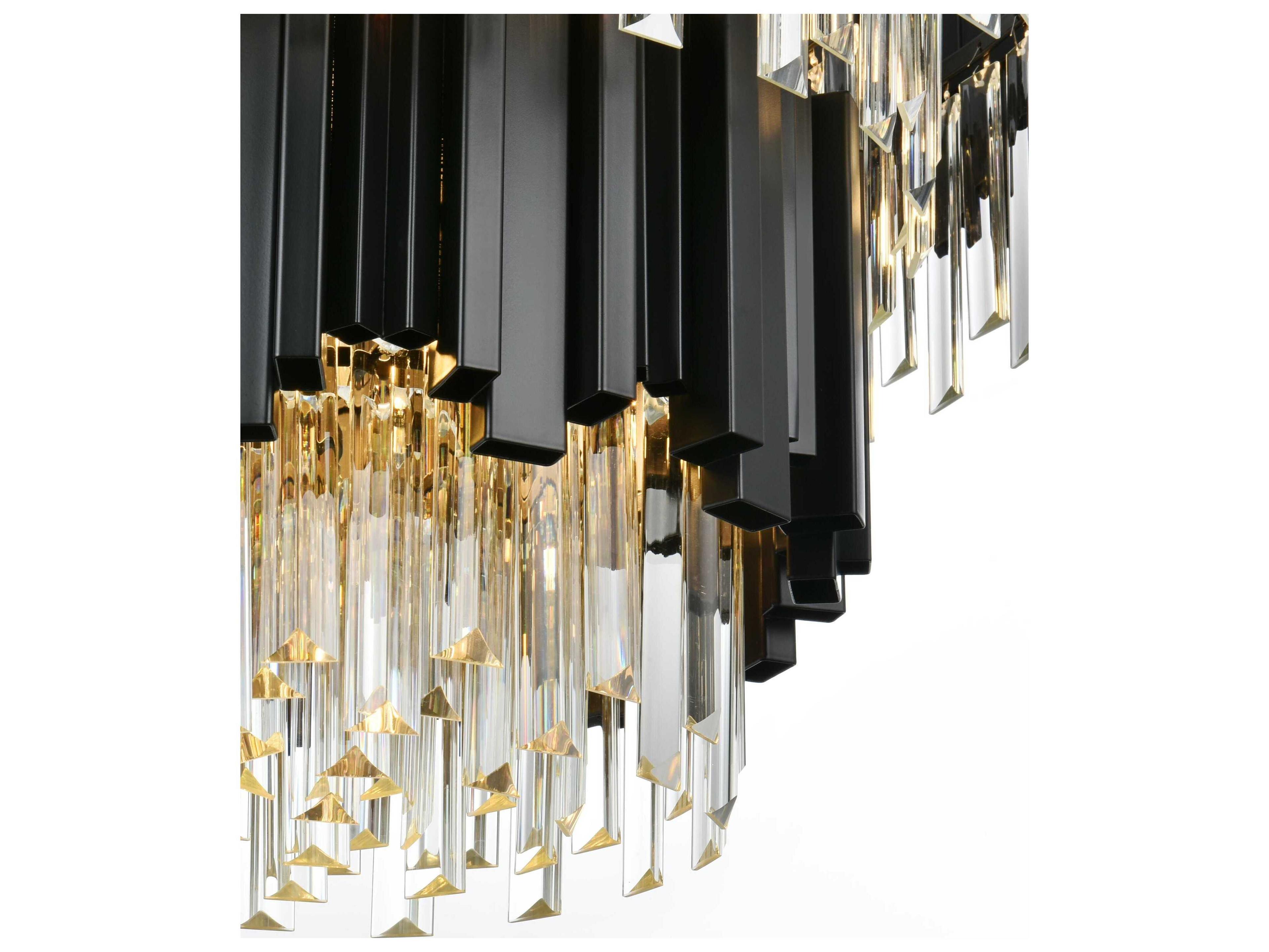 Elegant Lighting Willow 8-Light Black Drum Tiered Chandelier