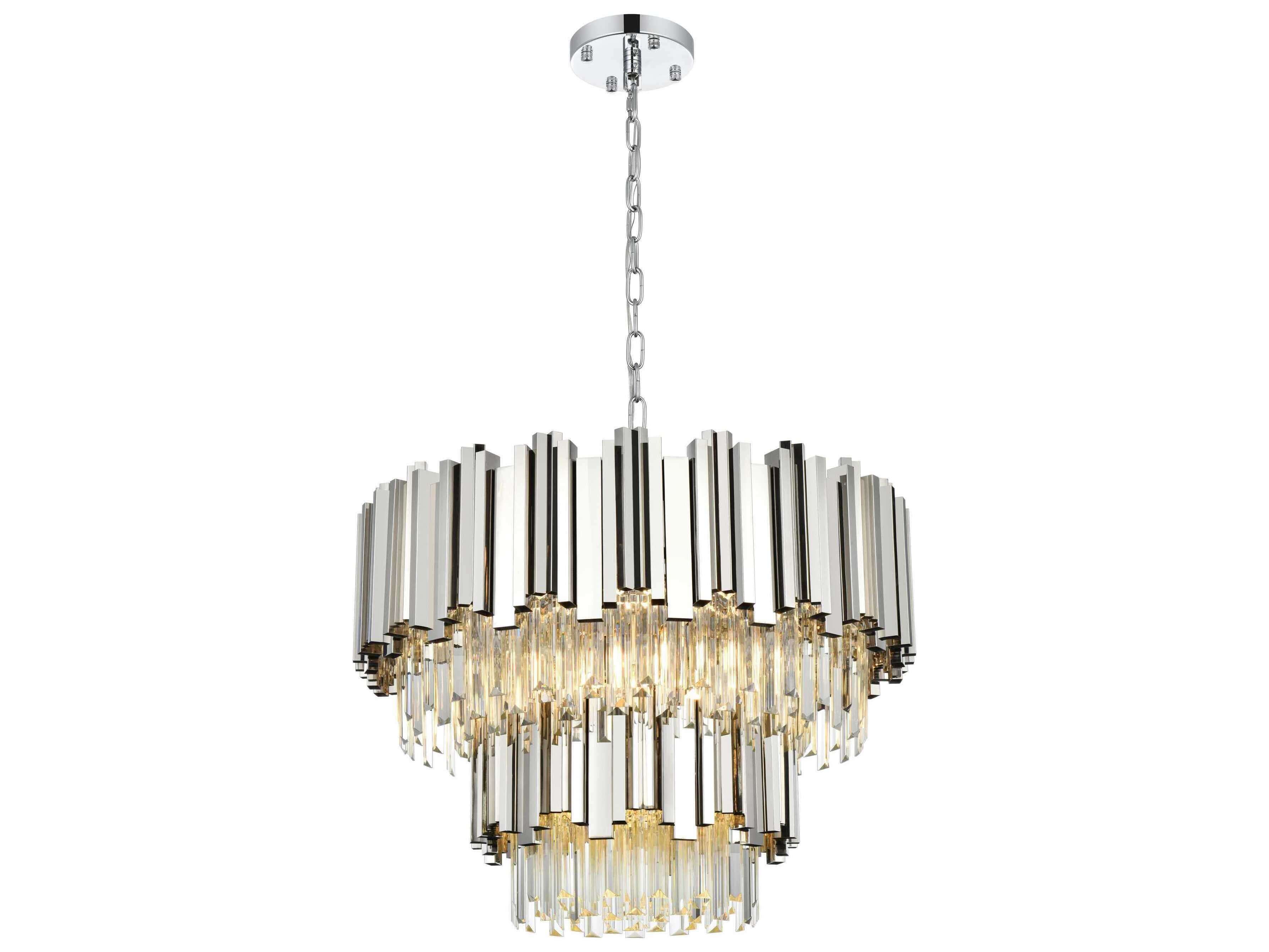 Elegant Lighting Willow 8-Light Chrome Drum Tiered Chandelier