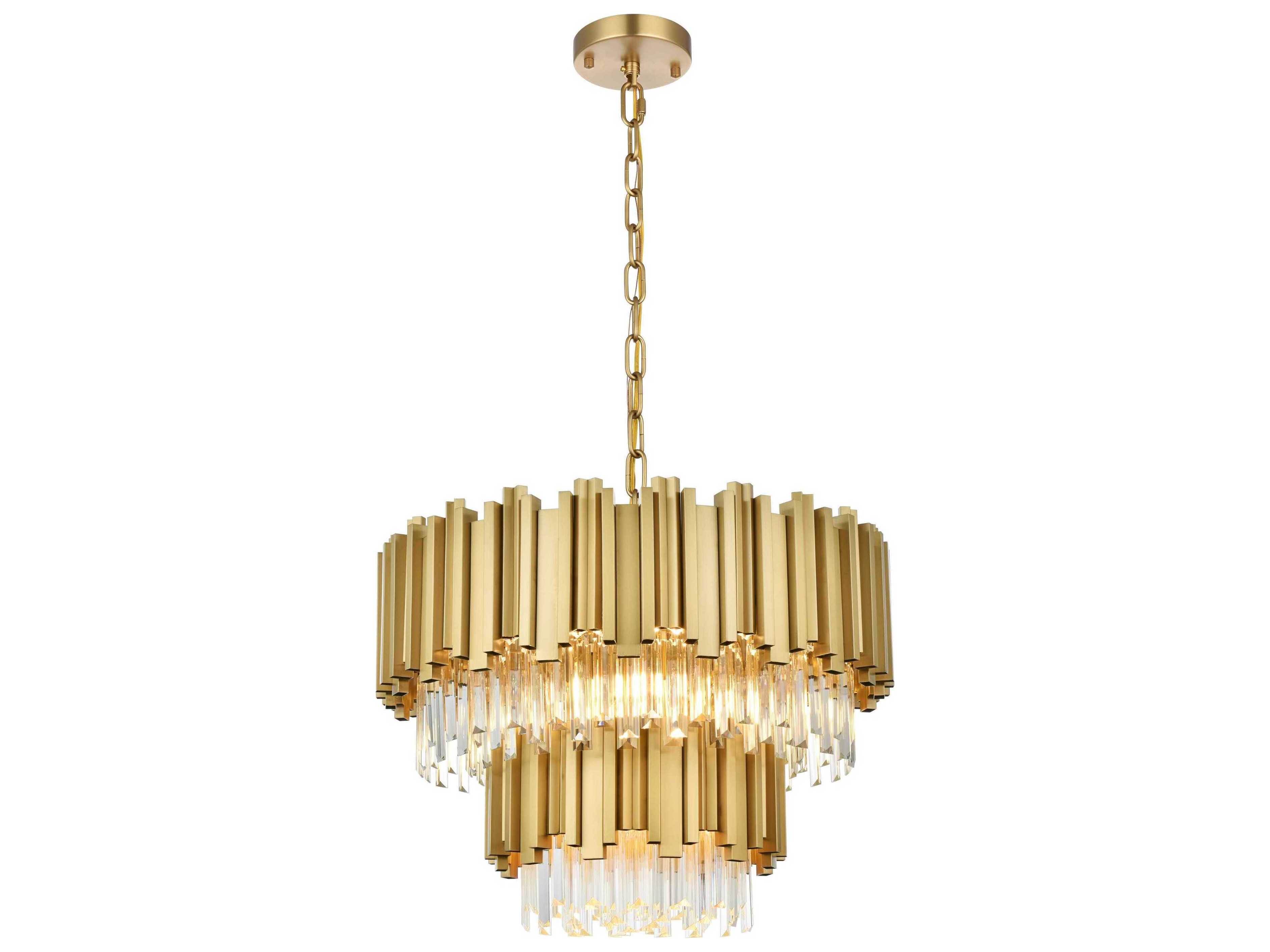 Elegant Lighting Willow 8-Light Satin Gold Drum Tiered Chandelier