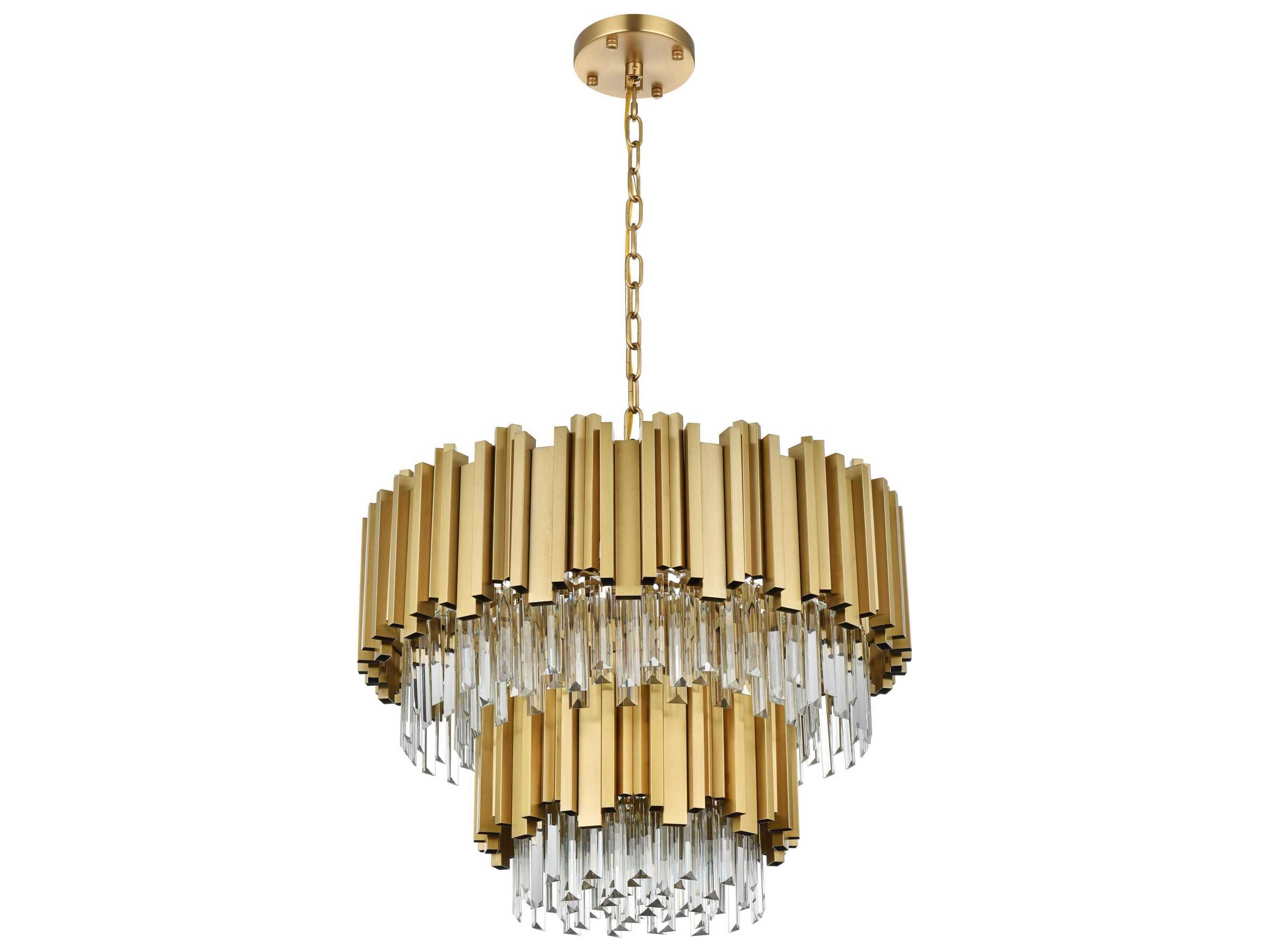Elegant Lighting Willow 8-Light Satin Gold Drum Tiered Chandelier