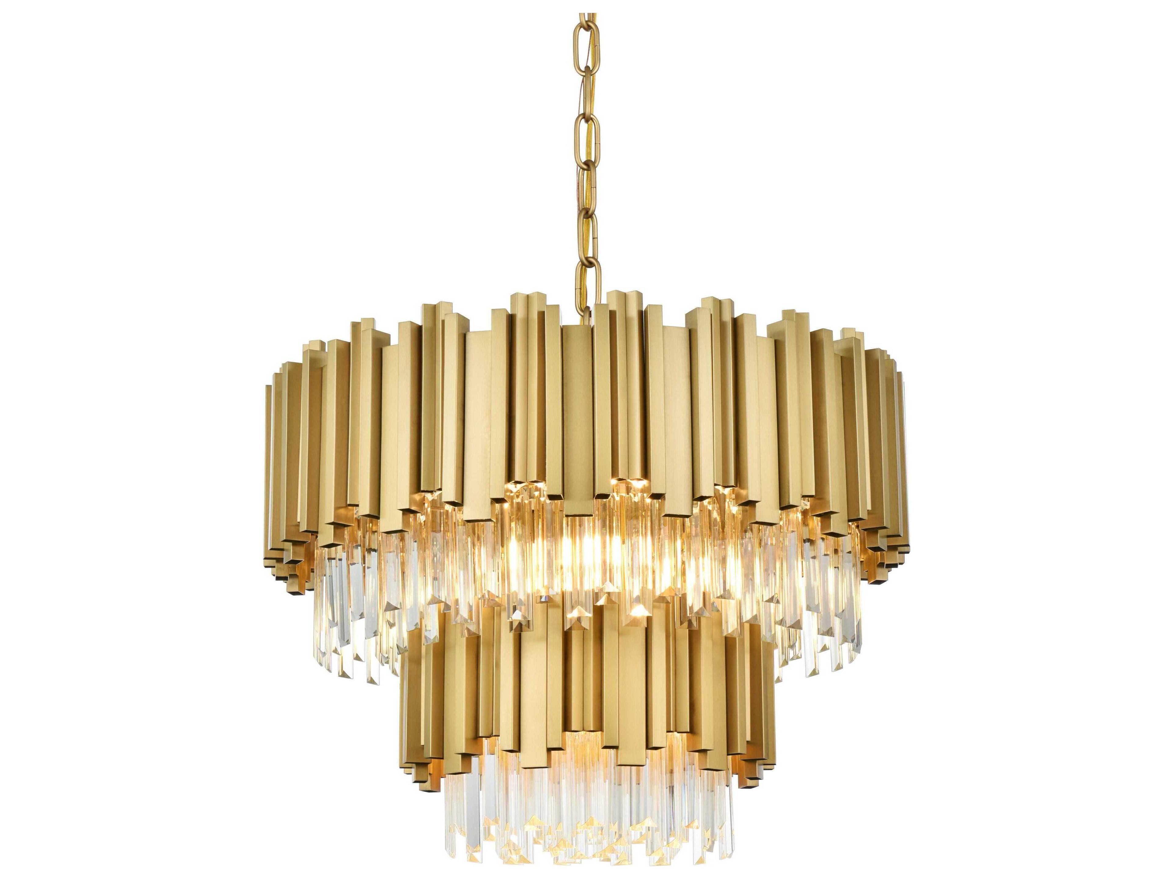 Elegant Lighting Willow 8-Light Satin Gold Drum Tiered Chandelier
