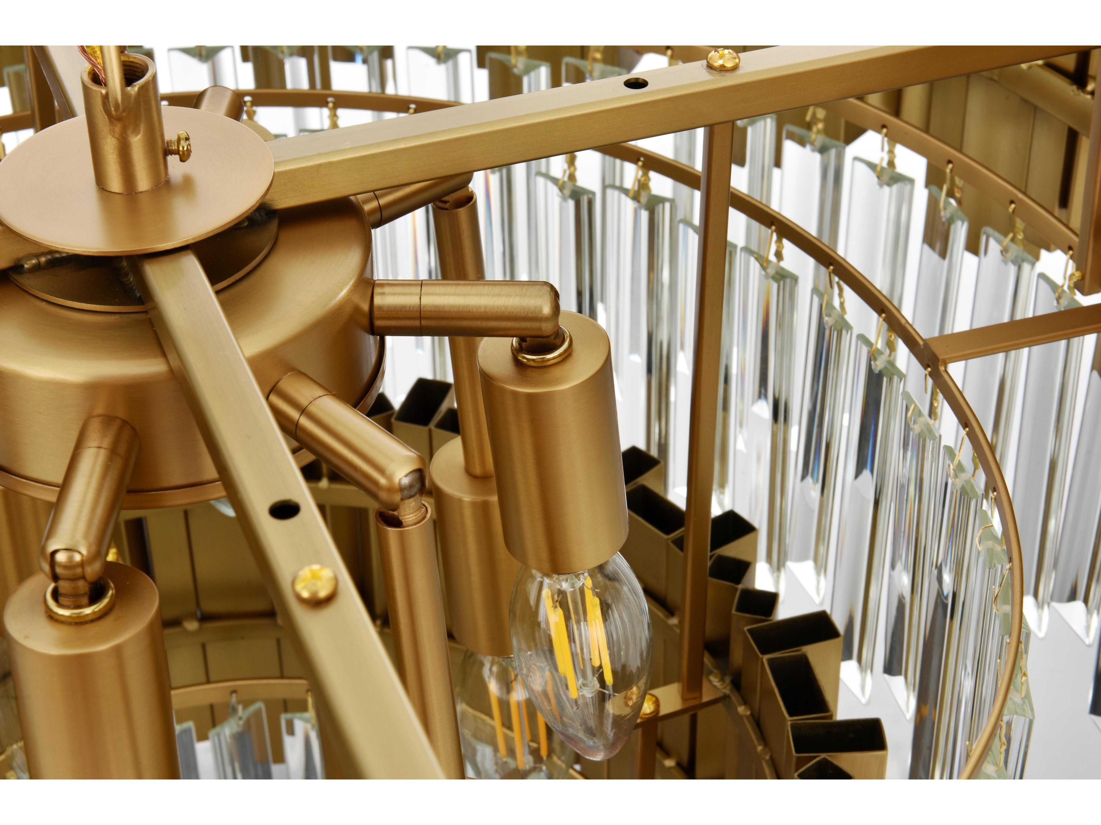 Elegant Lighting Willow 8-Light Satin Gold Drum Tiered Chandelier